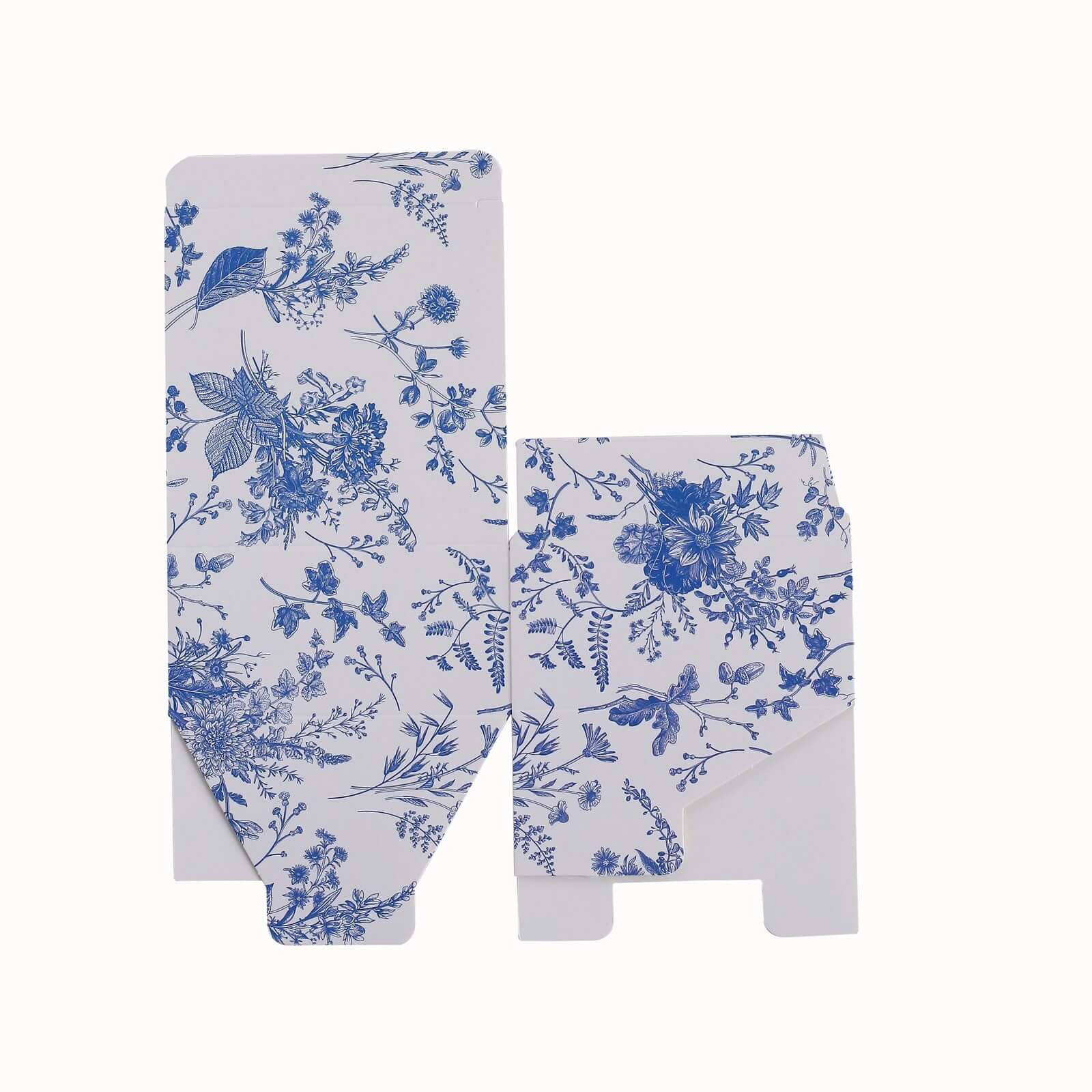 25 Pack White Blue Paper Gift Boxes in French Toile Pattern, Cardstock Party Shower Candy Favor Boxes - 4"x4"x2" - Image 8