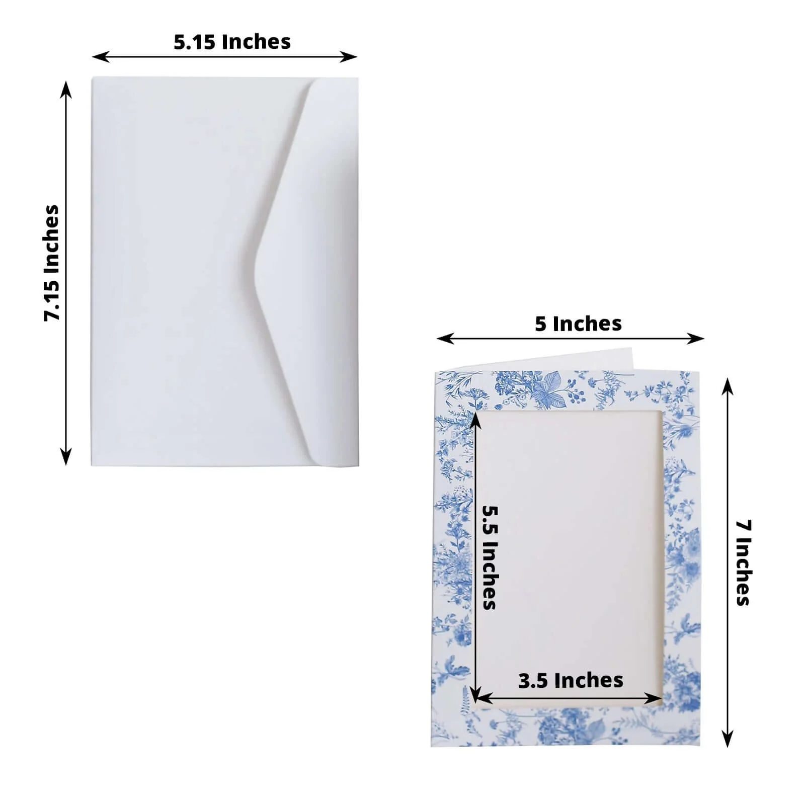 25-Pack White Blue Photo Frame Thank You Cards 3.5"x5.5" French Toile Design with Envelopes - Picture Insert Invitation Cards for Weddings & Events - Image 3