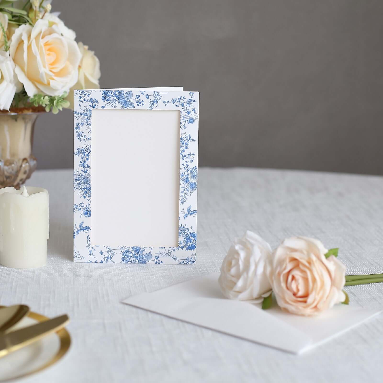 25-Pack White Blue Photo Frame Thank You Cards 3.5"x5.5" French Toile Design with Envelopes - Picture Insert Invitation Cards for Weddings & Events - Image 5
