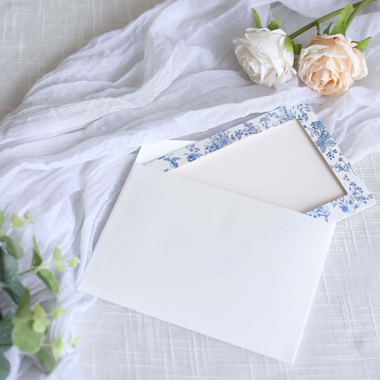 25-Pack White Blue Photo Frame Thank You Cards 3.5"x5.5" French Toile Design with Envelopes - Picture Insert Invitation Cards for Weddings & Events - Image 8
