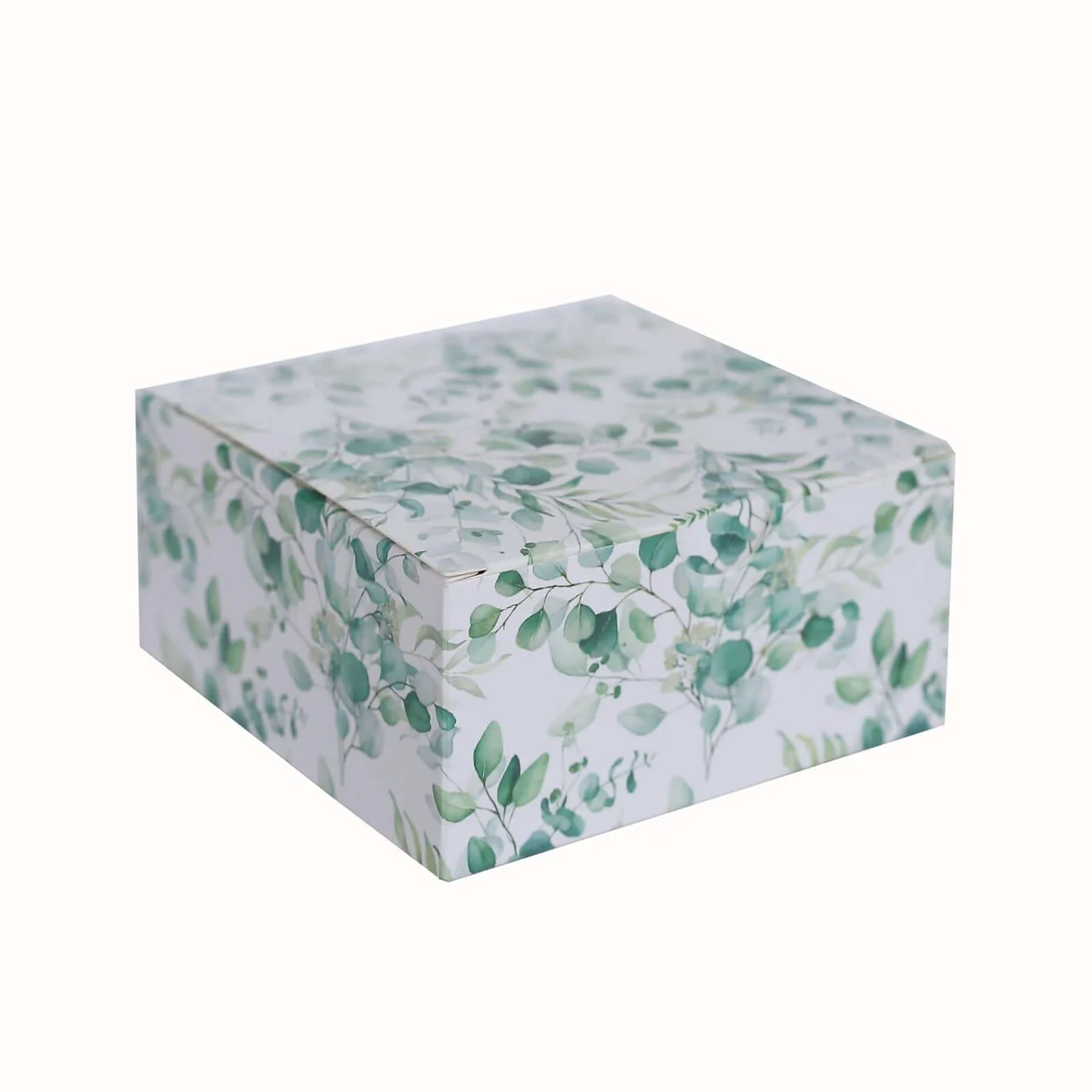 25 Pack White Green Eucalyptus Leaves Print Paper Gift Boxes, Cardstock Party Shower Candy Favor Boxes - 4"x4"x2" - Image 7