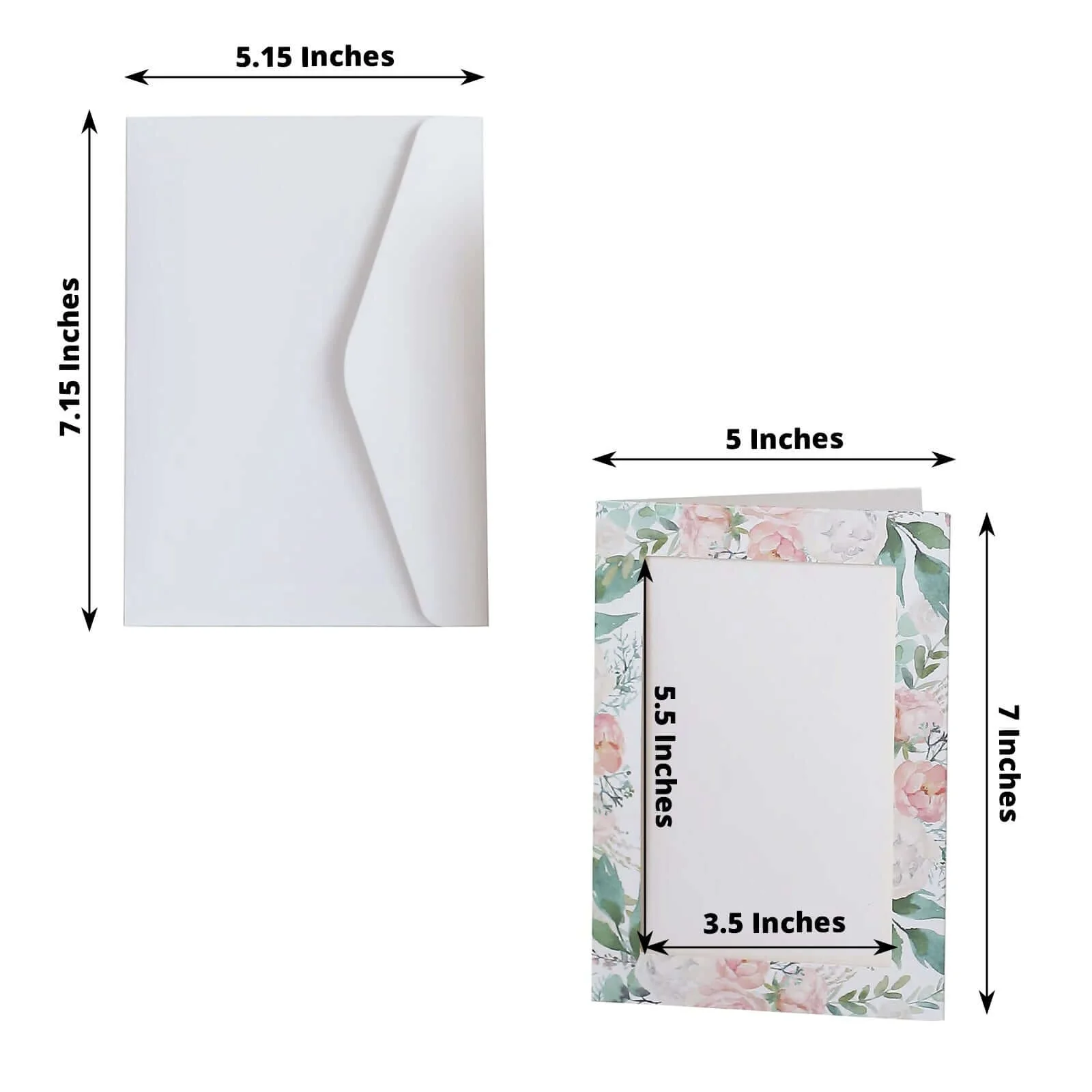 25-Pack White Pink Photo Frame Thank You Cards 7"x5" Peony Floral Design with Envelopes - Picture Insert Invitation Cards for Weddings & Events - Image 3