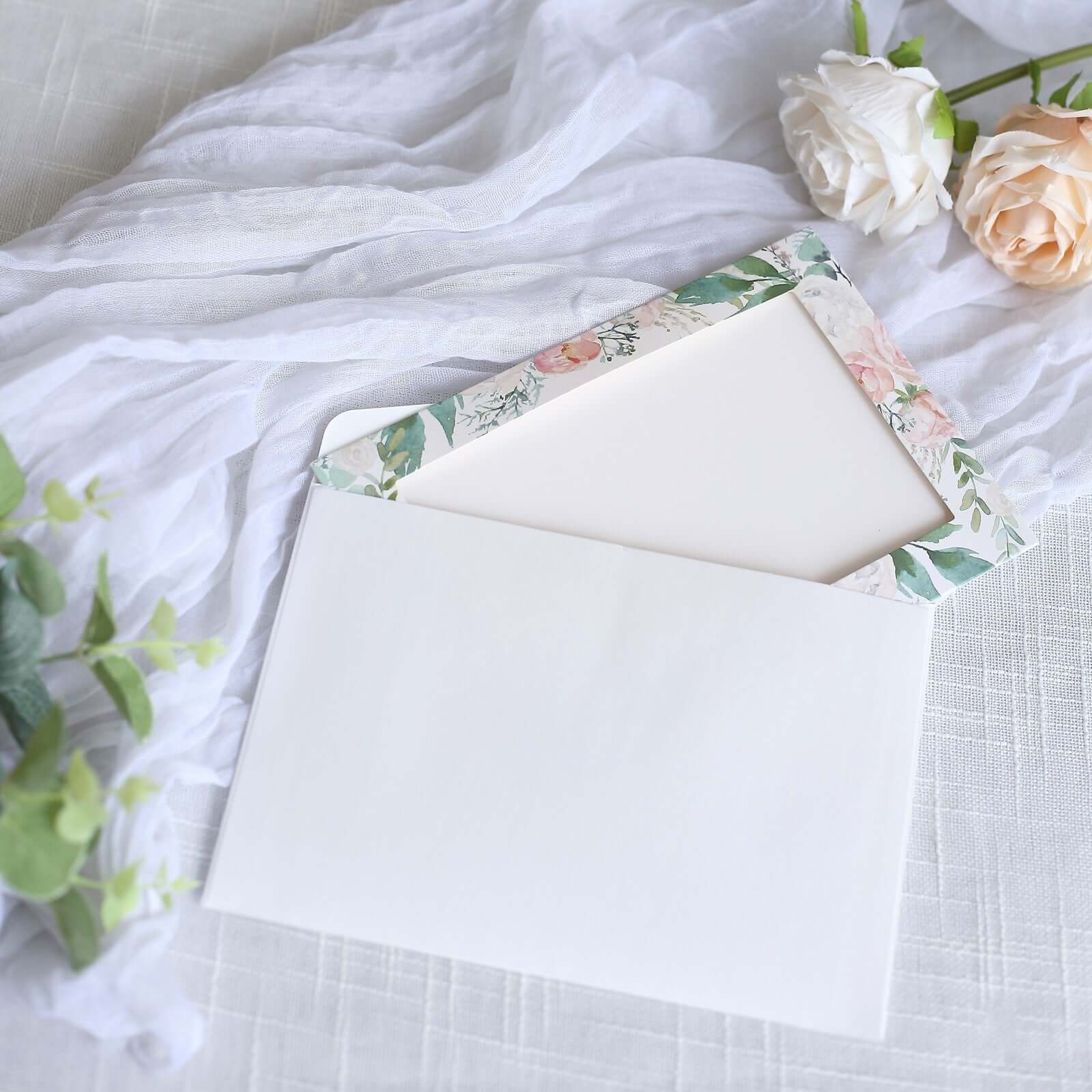 25-Pack White Pink Photo Frame Thank You Cards 7"x5" Peony Floral Design with Envelopes - Picture Insert Invitation Cards for Weddings & Events - Image 8