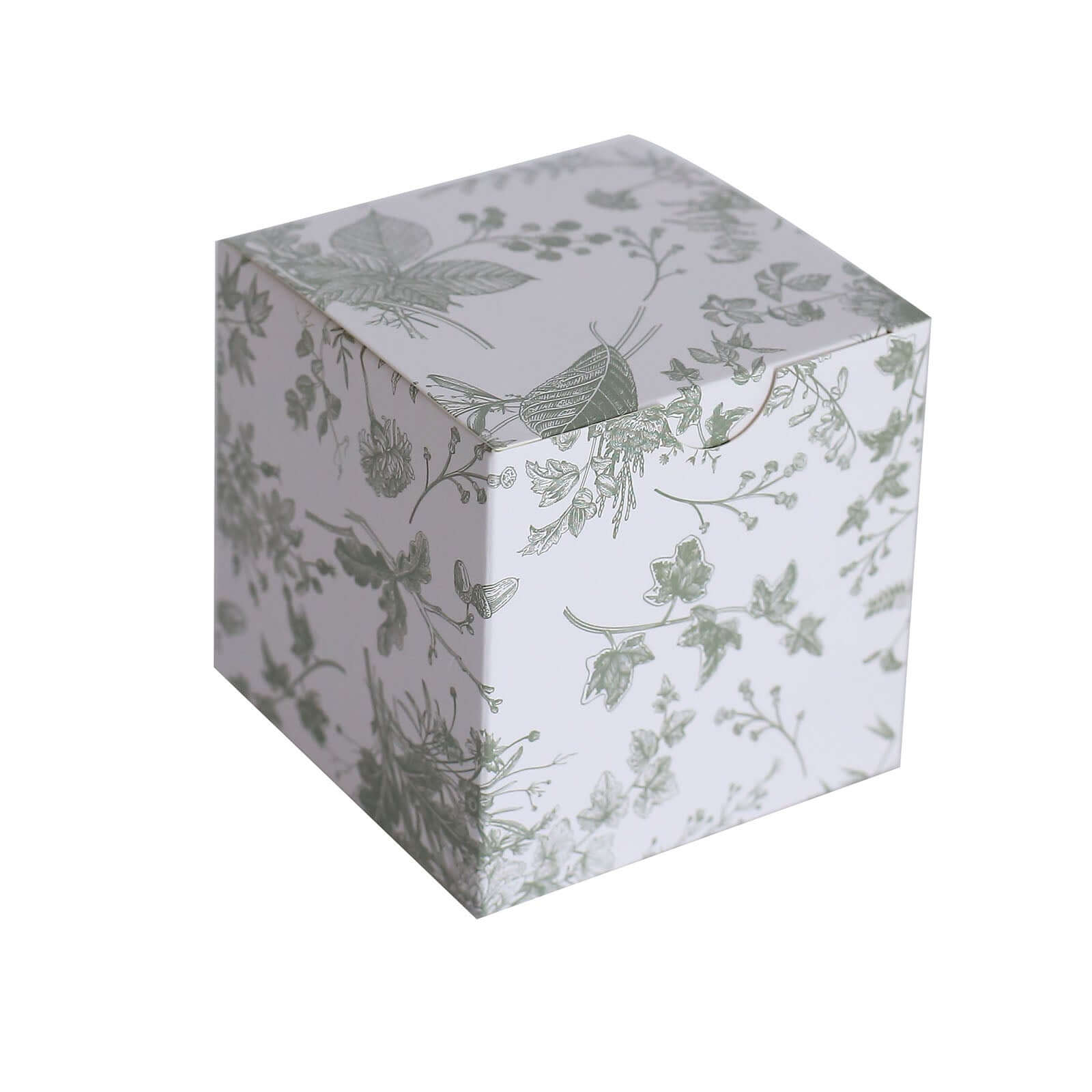 25 Pack White Sage Green Paper Gift Boxes in French Toile Pattern, Cardstock Party Shower Candy Favor Boxes - 3"x3"x3" - Image 8