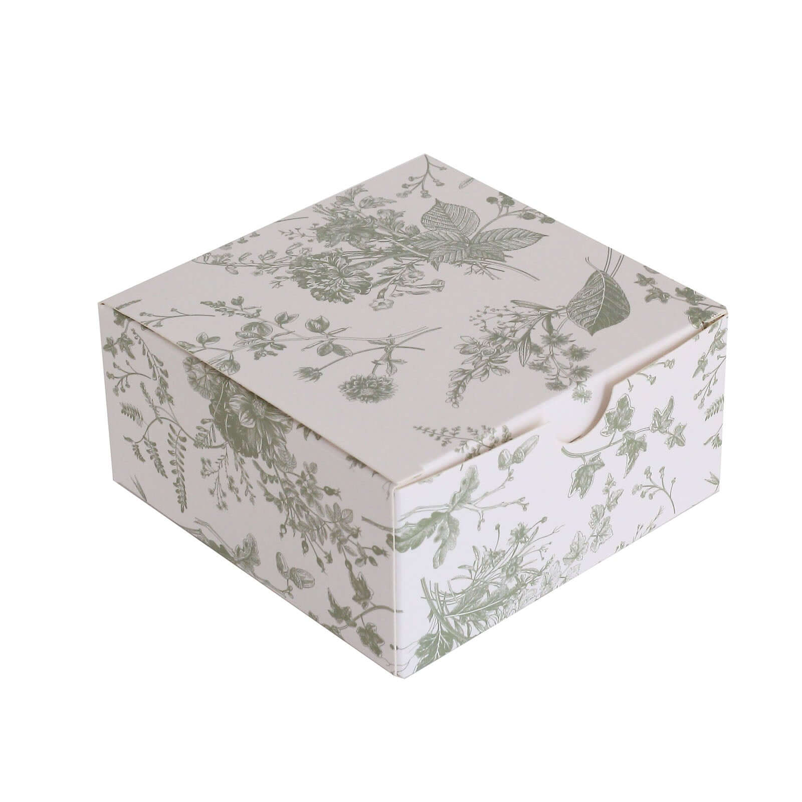 25 Pack White Sage Green Paper Gift Boxes in French Toile Pattern, Cardstock Party Shower Candy Favor Boxes - 4"x4"x2" - Image 7