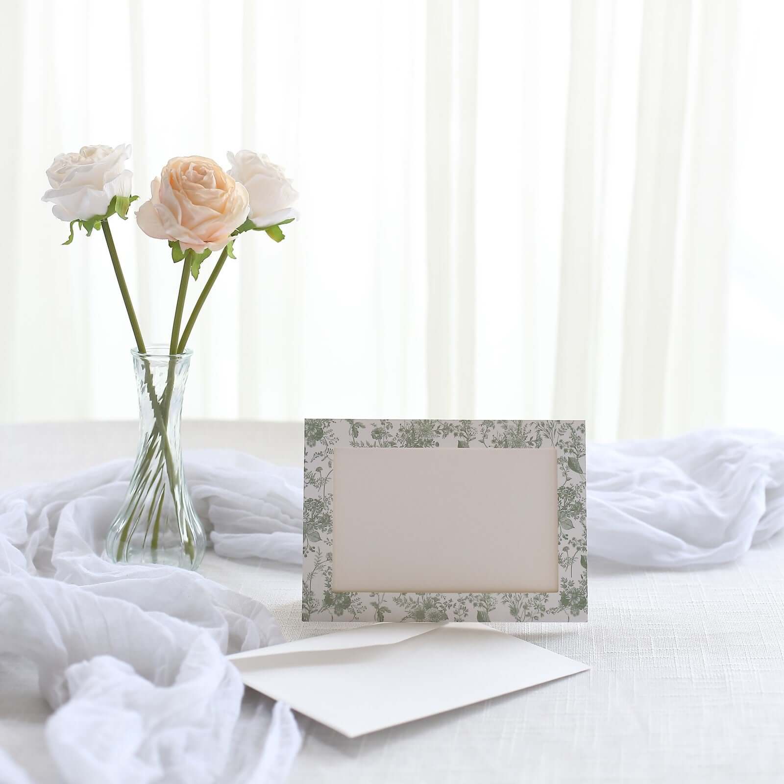 25-Pack White Sage Green Photo Frame Thank You Cards 3.5"x5.5" - Image 5