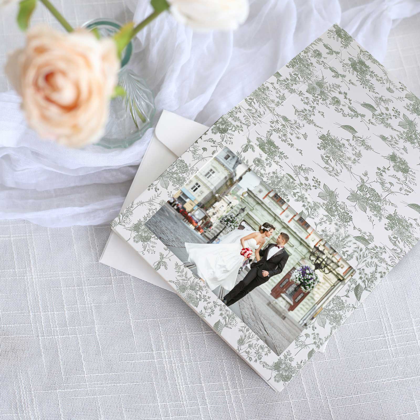 25-Pack White Sage Green Photo Frame Thank You Cards 3.5"x5.5" - Image 8