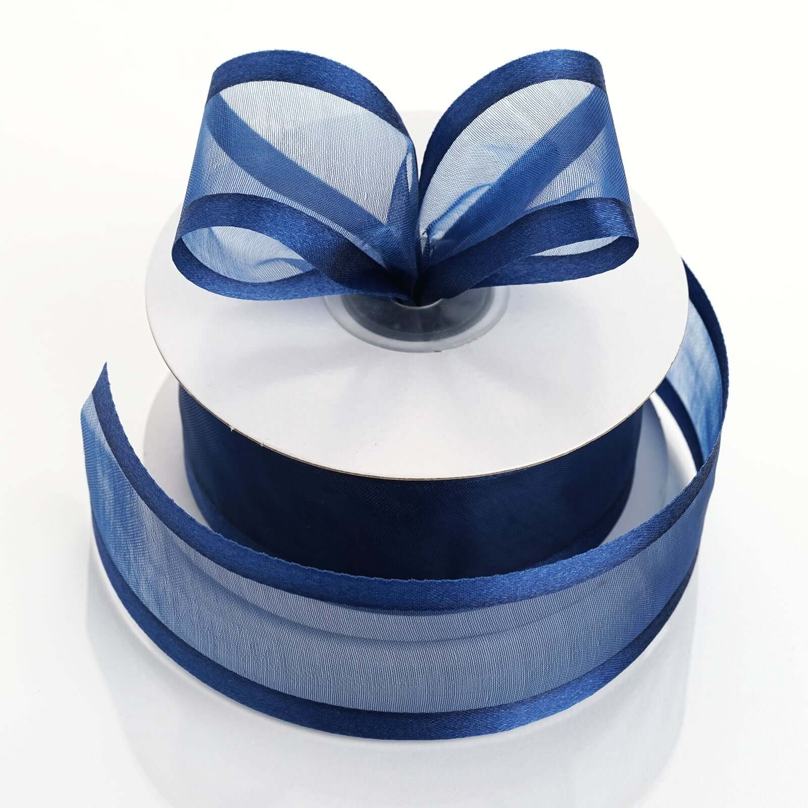 Navy Blue Sheer Organza Ribbon With Satin Edges 25 Yards 1.5" - Image 10
