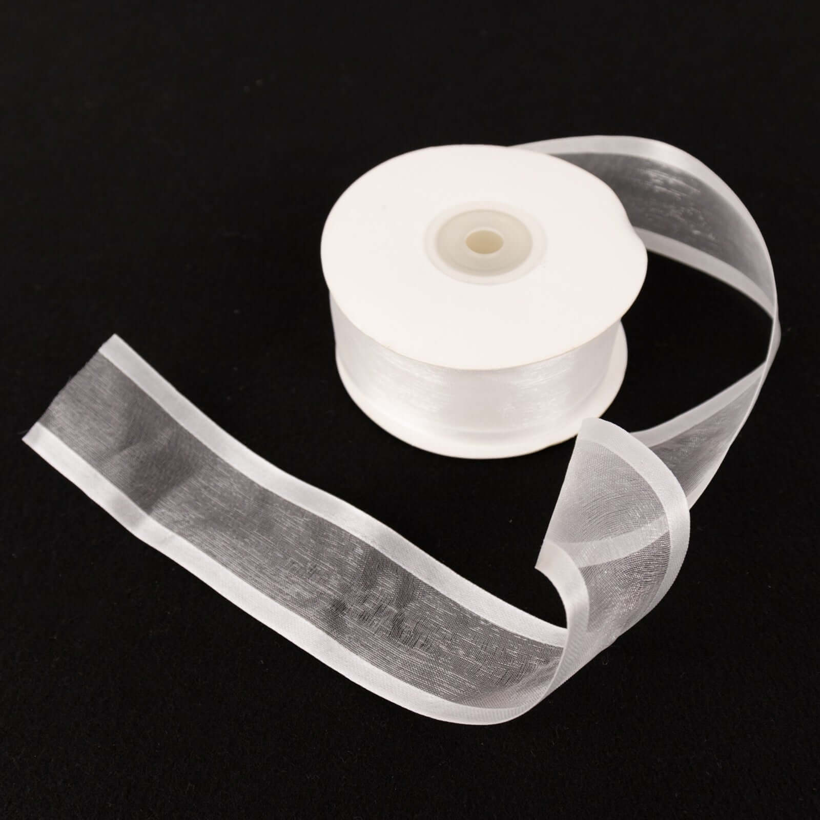 White Organza Ribbon With Satin Edges 25 Yards 1.5"