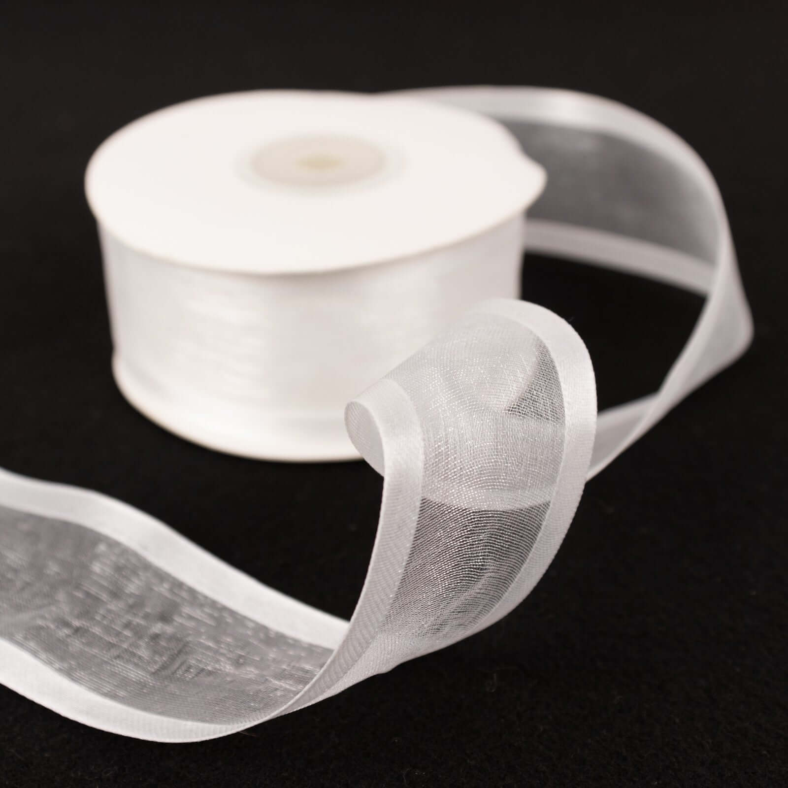 White Organza Ribbon With Satin Edges 25 Yards 1.5" - Image 6