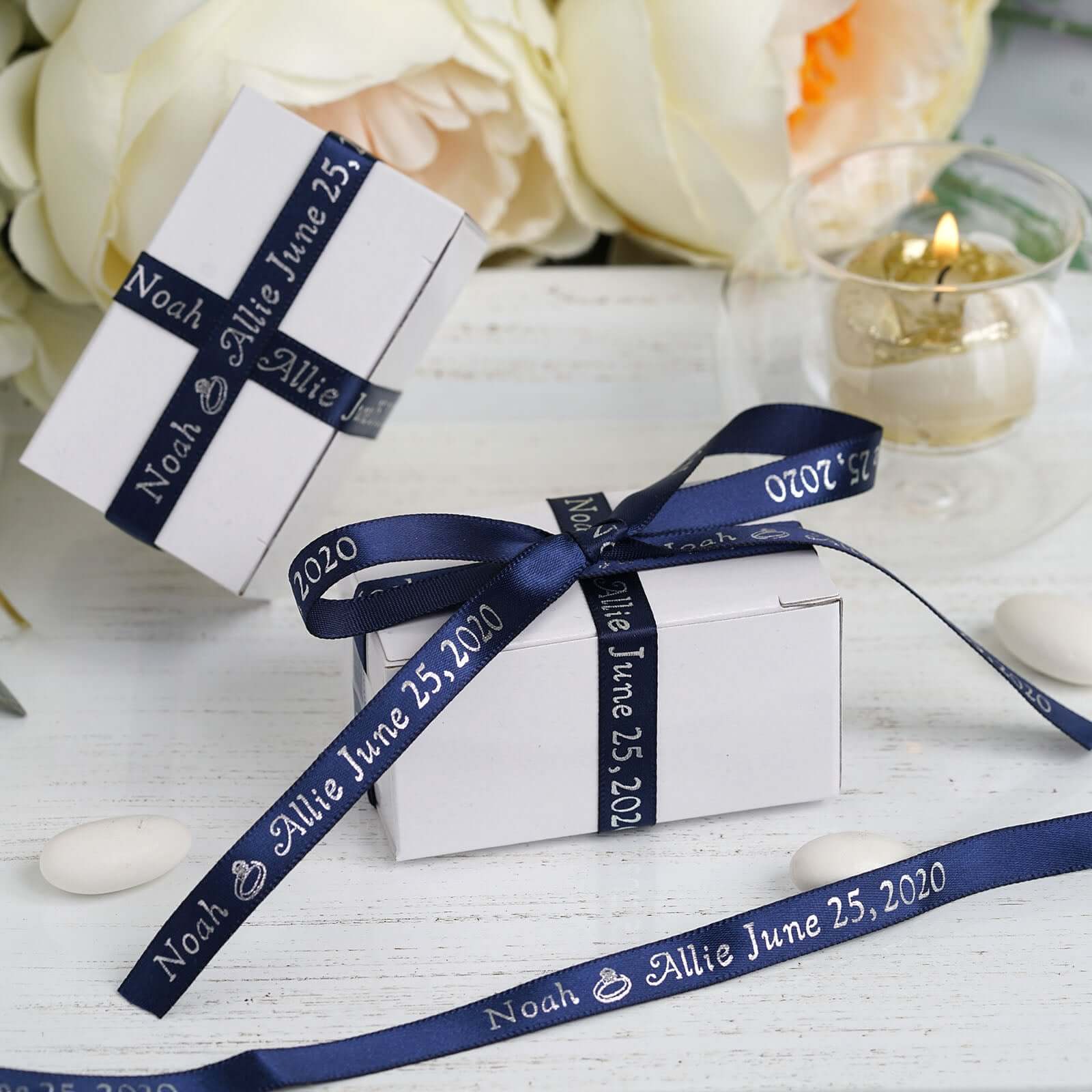 Personalized Continuous Satin Ribbon Roll For Wedding Party Favors 25 Yards 3/8" - Image 2