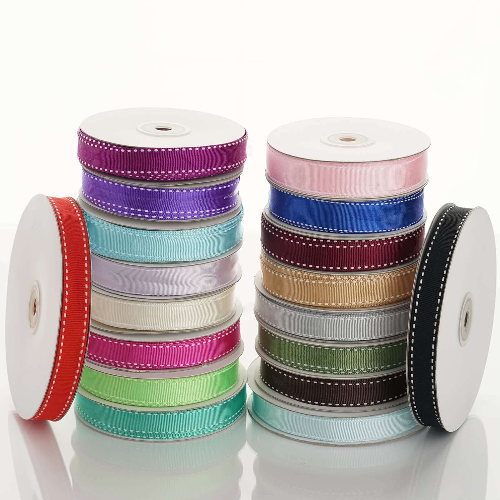 Hunter Green Stitched Grosgrain Ribbon Decoration 25 Yards 5/8" - Image 2