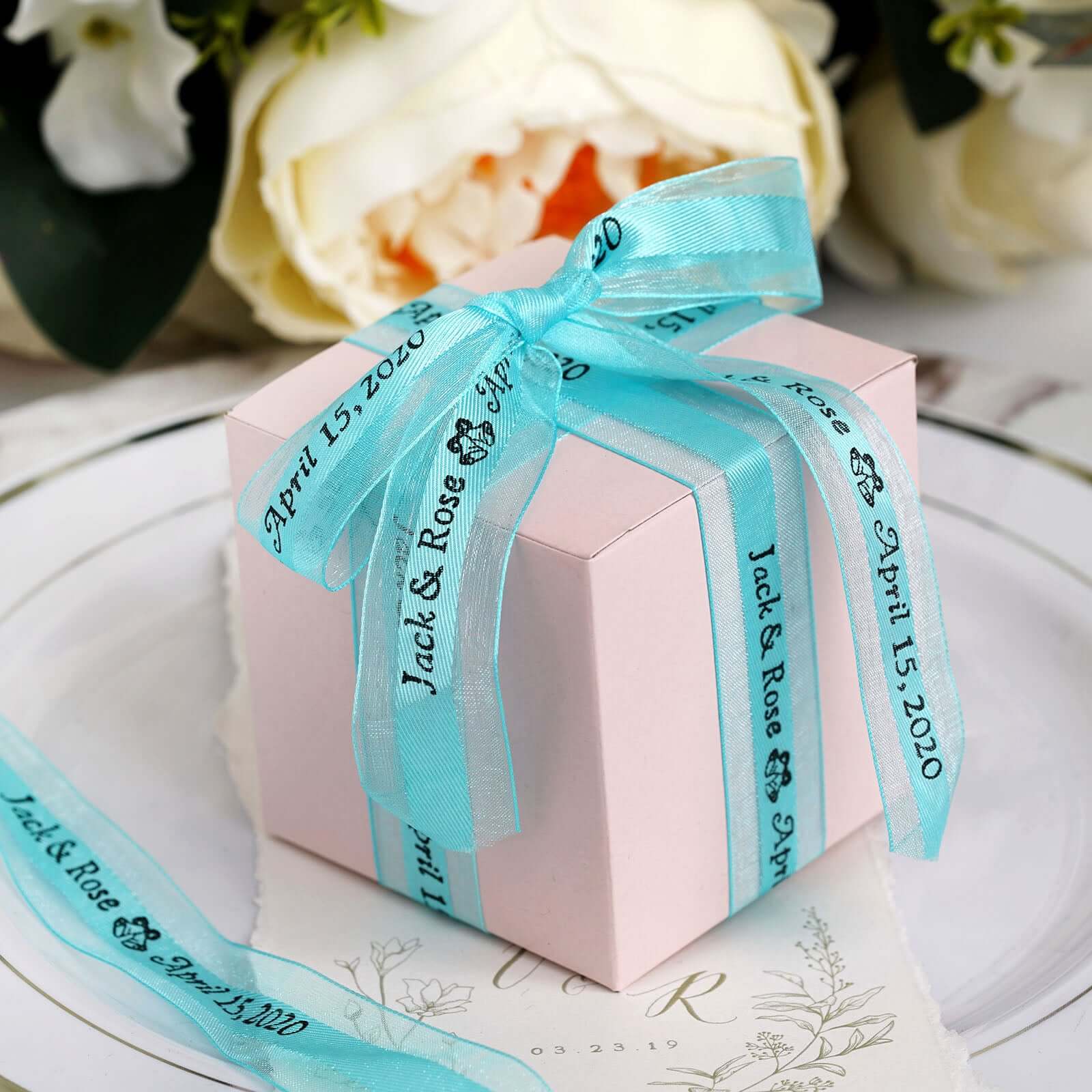 Personalized Continuous Satin Ribbon Roll For Wedding Party Favors 25 Yards 7/8" - Image 2