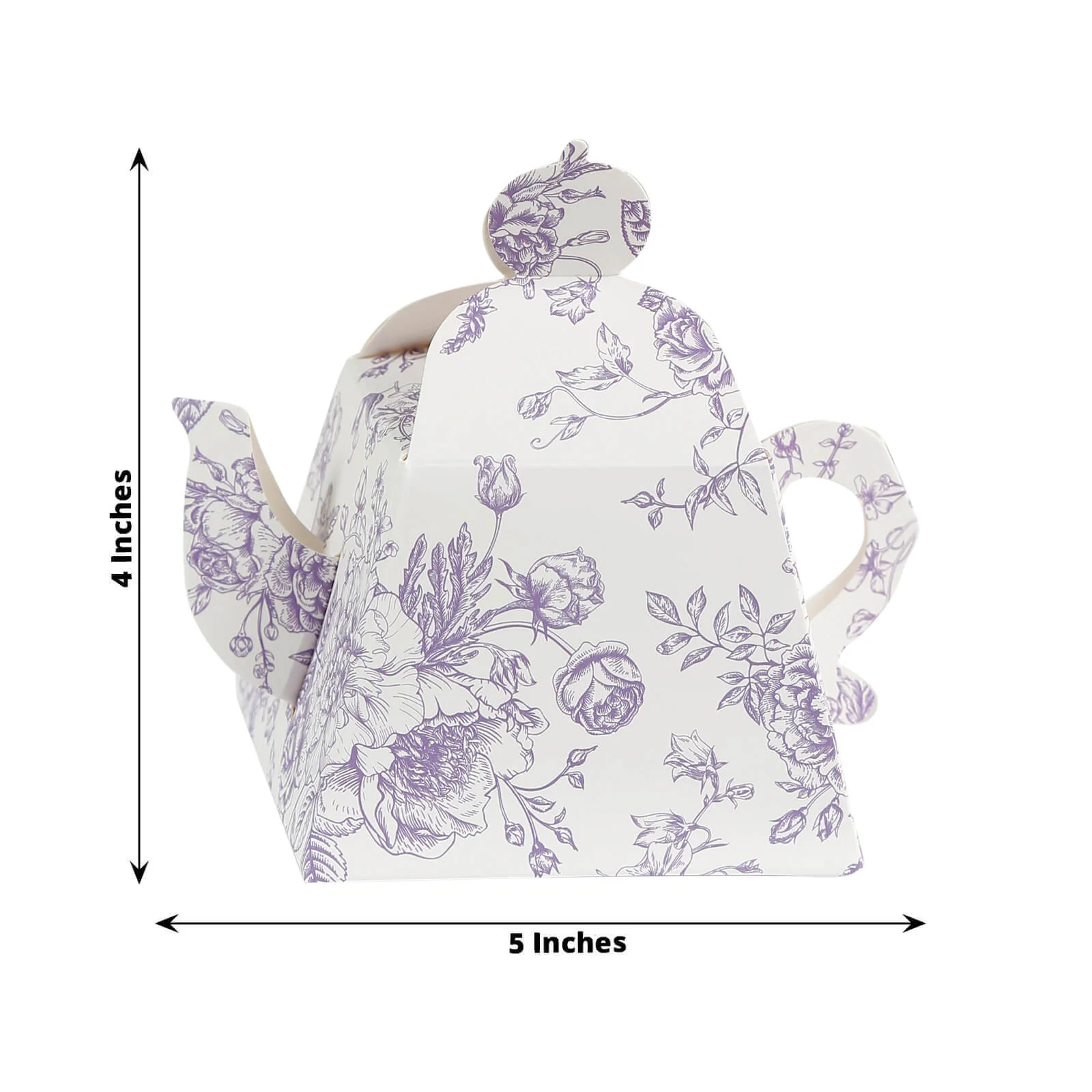 25 Pack Mini Teapot Gift Boxes – 5"x4" White Lavender French Toile Design Tea Party Favor Boxes - Image 3