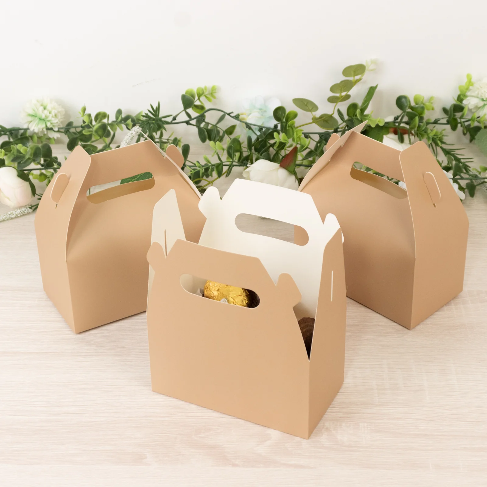 25 Pack Party Favor Gift Tote Gable Boxes, Matte Nude Candy Treat Boxes - 6"x3.5"x7" - Image 5