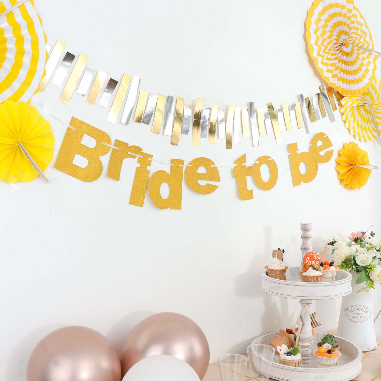 Gold Glittered Bride To Be Paper Hanging Bridal Shower Garland Banner, Bachelorette Party Banner 3.5ft - Image 11