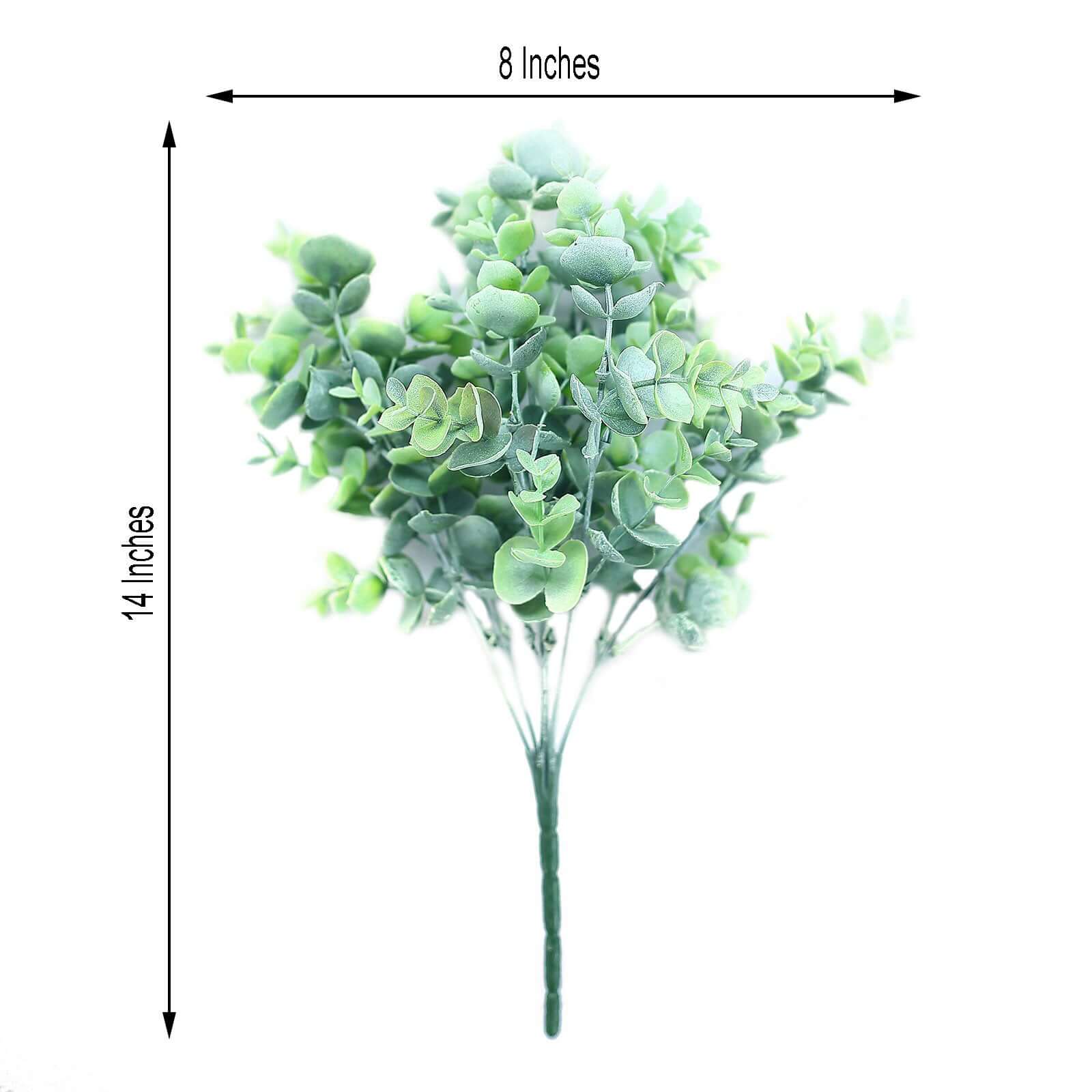 3 Bushes Artificial Eucalyptus Branches, Greenery Bouquet Plants 14" - Image 3