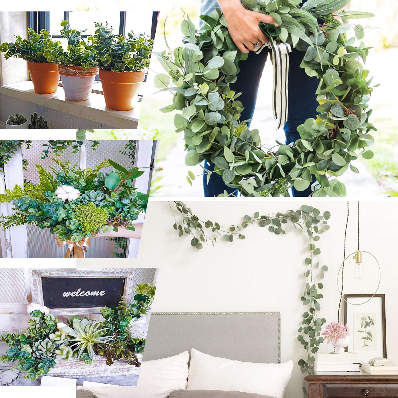 3 Bushes Artificial Eucalyptus Branches, Greenery Bouquet Plants 14" - Image 5