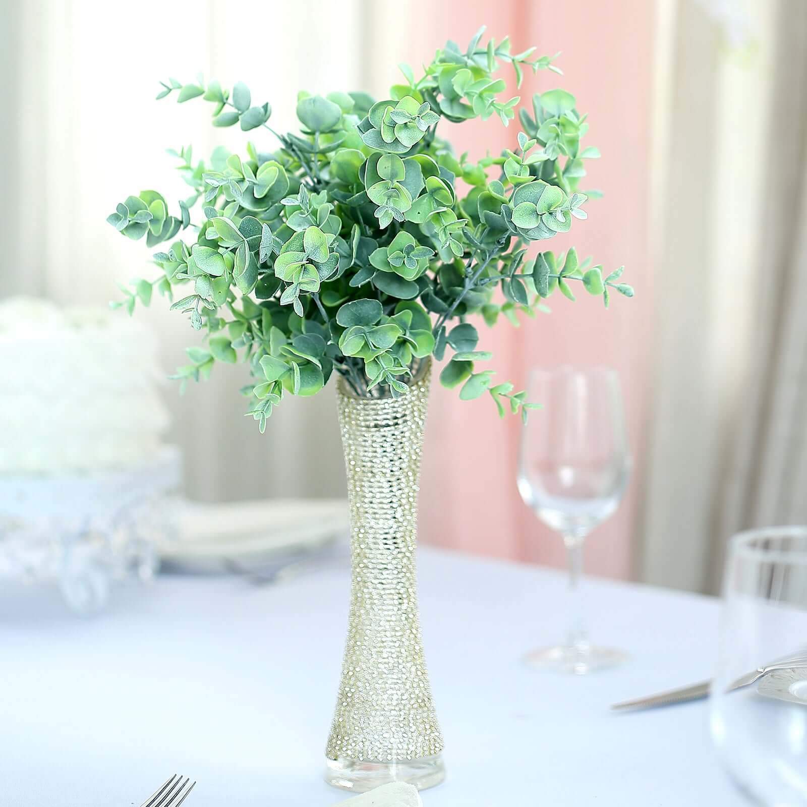3 Bushes Artificial Eucalyptus Branches, Greenery Bouquet Plants 14" - Image 7