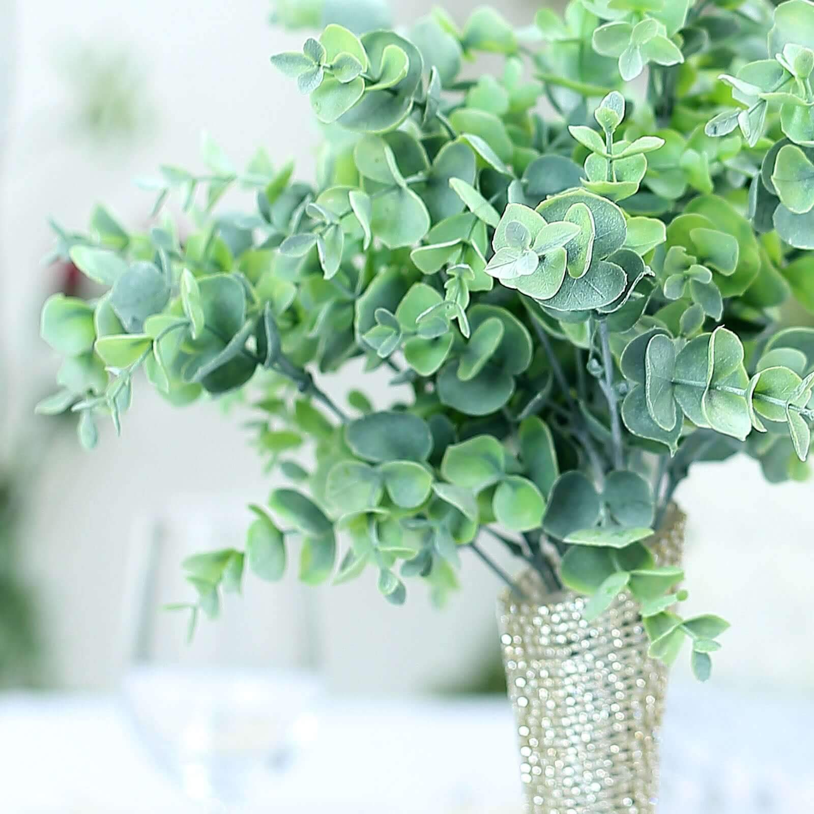 3 Bushes Artificial Eucalyptus Branches, Greenery Bouquet Plants 14" - Image 8
