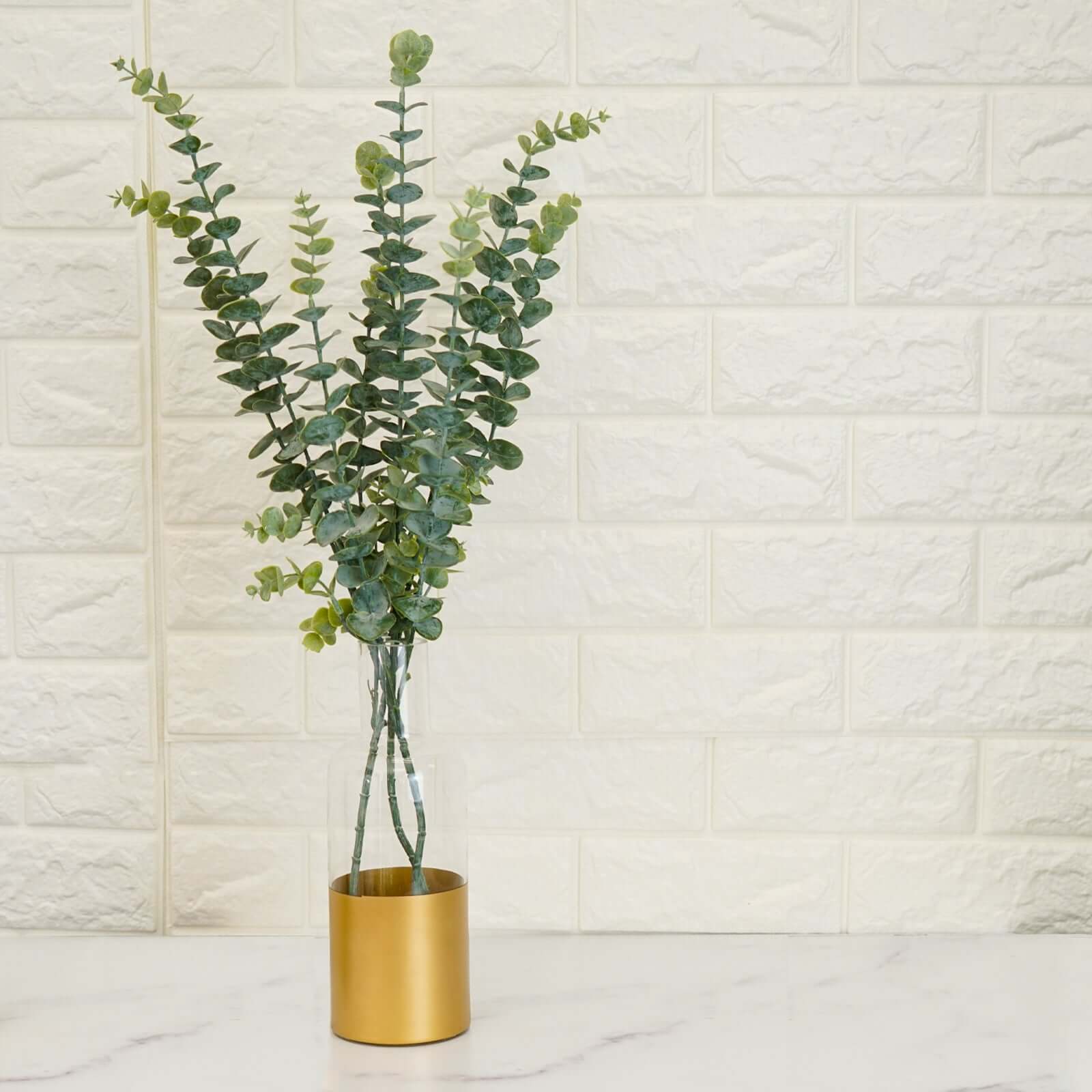 3 Bushes Frosted Green Artificial Eucalyptus Branches Faux Plant 30" - Image 2