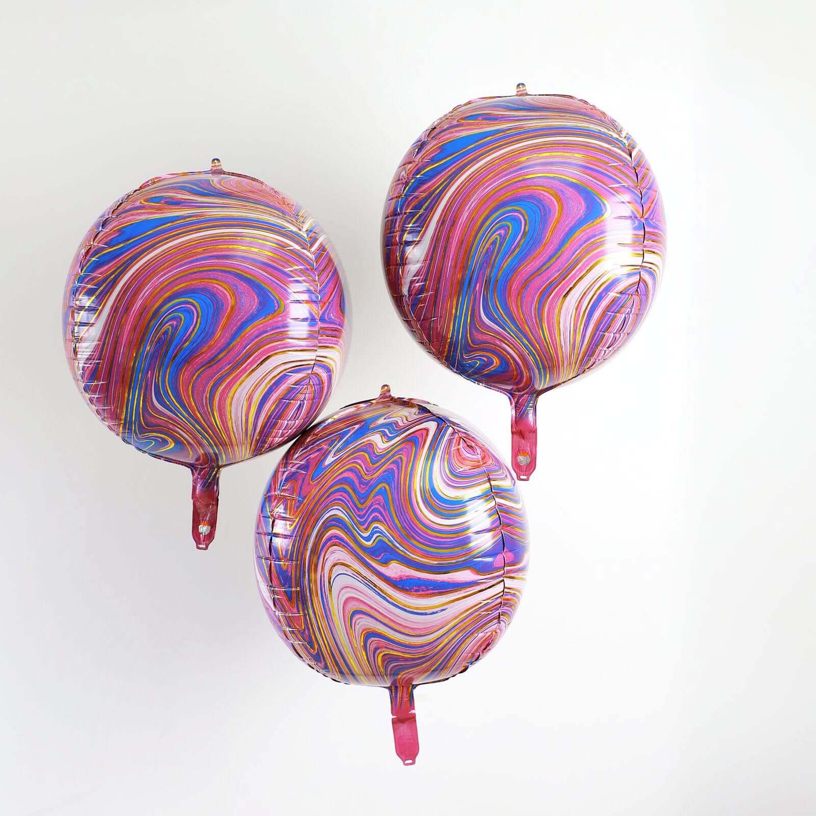 3 Pack Purple/Gold Marble Orbz Foil Balloons, 4D Sphere Mylar Balloons 13" - Image 2