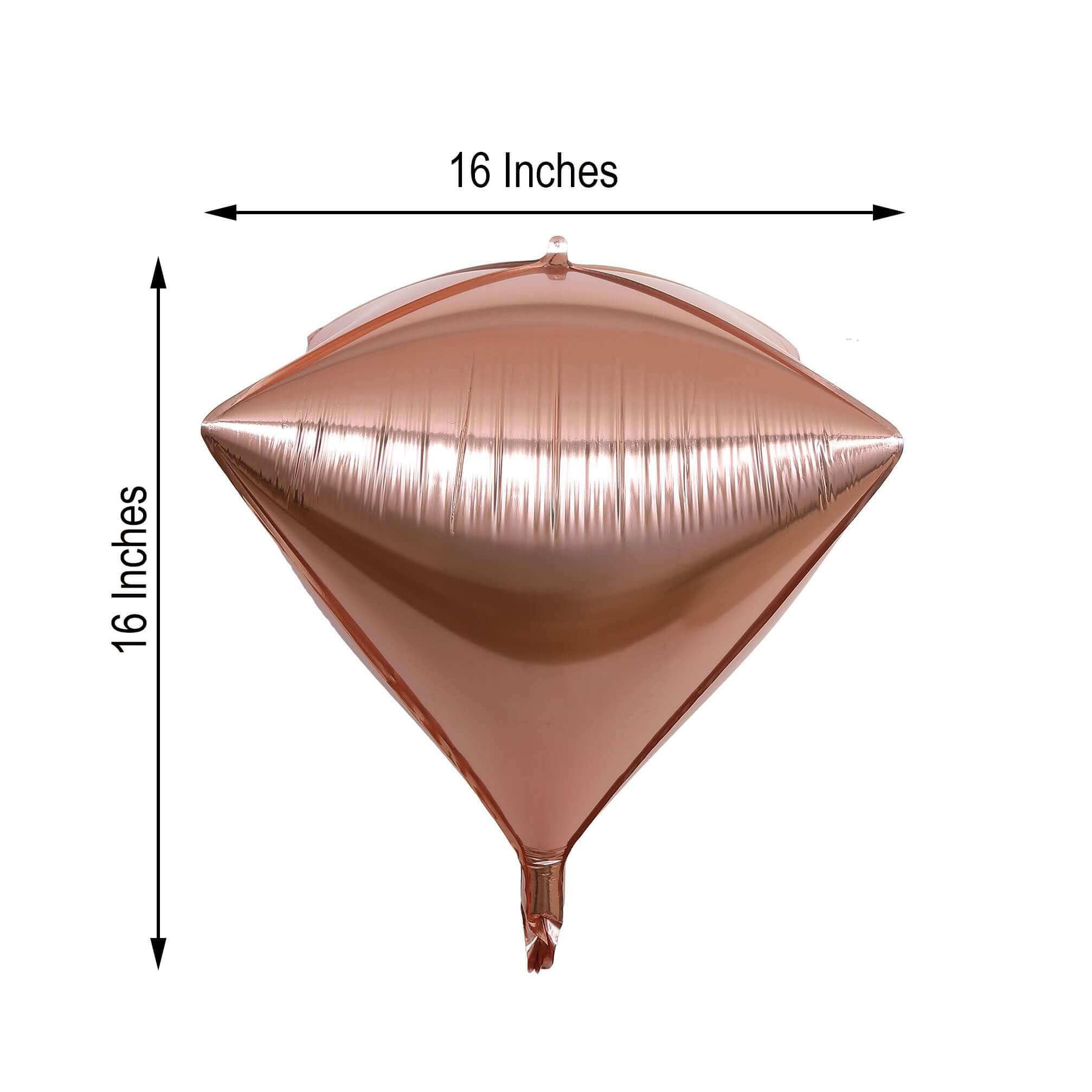 3 Pack Rose Gold 4D Diamond Self-Sealing Reusable Foil Balloon 16" - Image 3