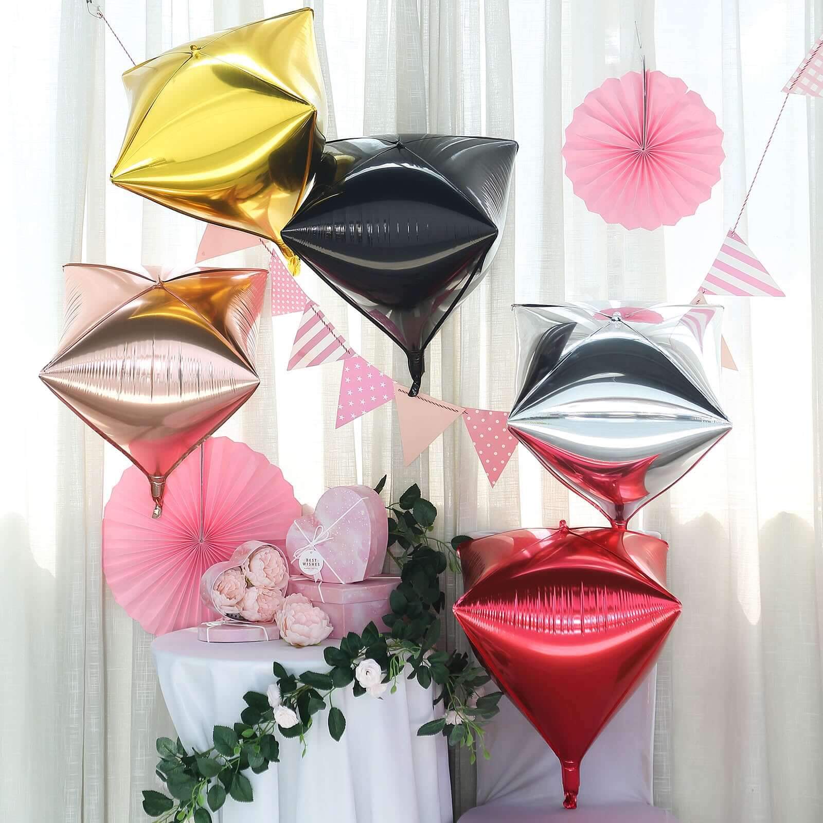 3 Pack Shiny Gold 4D Diamond Self-Sealing Reusable Foil Balloon 16" - Image 6