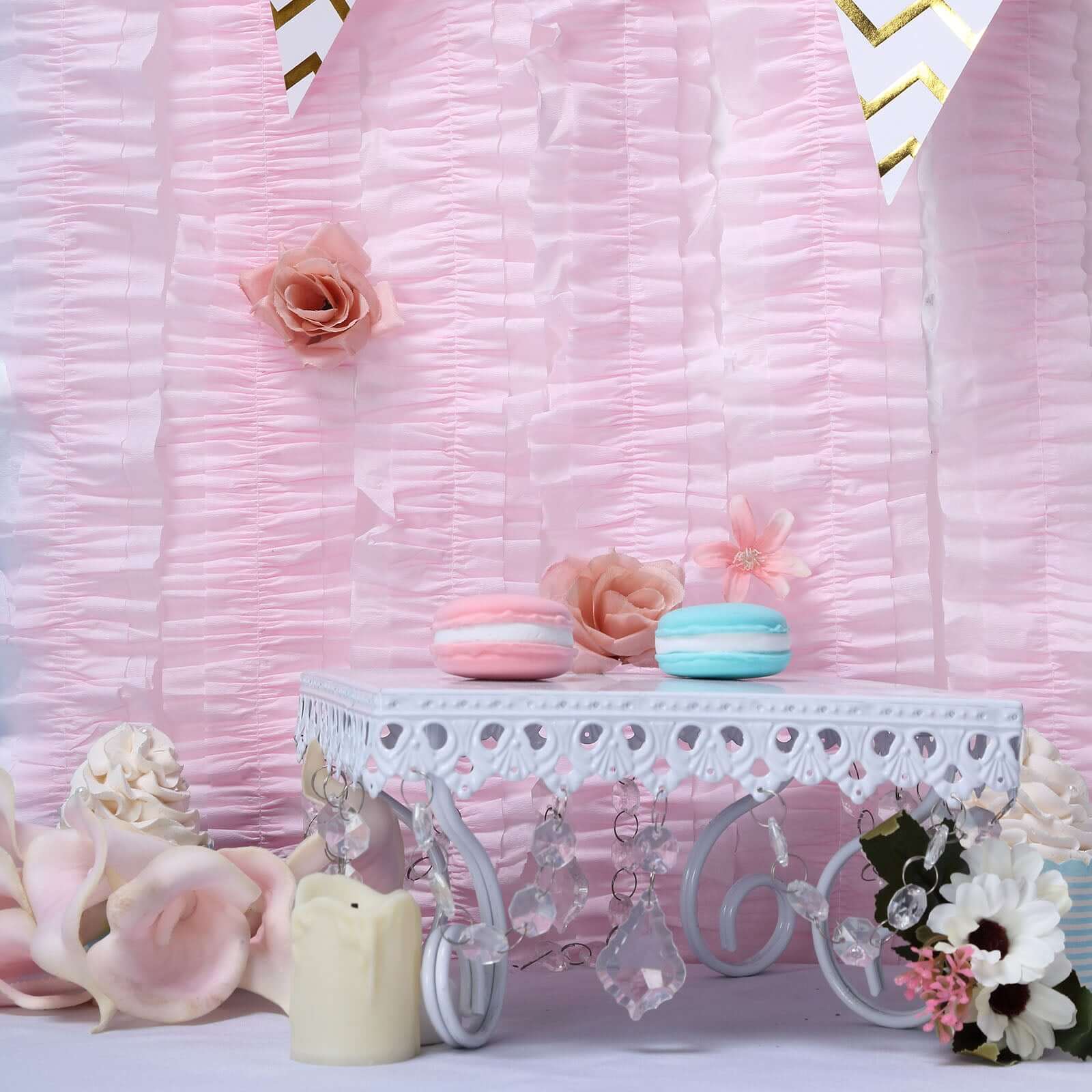 3 Pack Blush Ruffled Paper Streamer Rolls, Crepe Tissue Party Decorations 28ft - Image 15