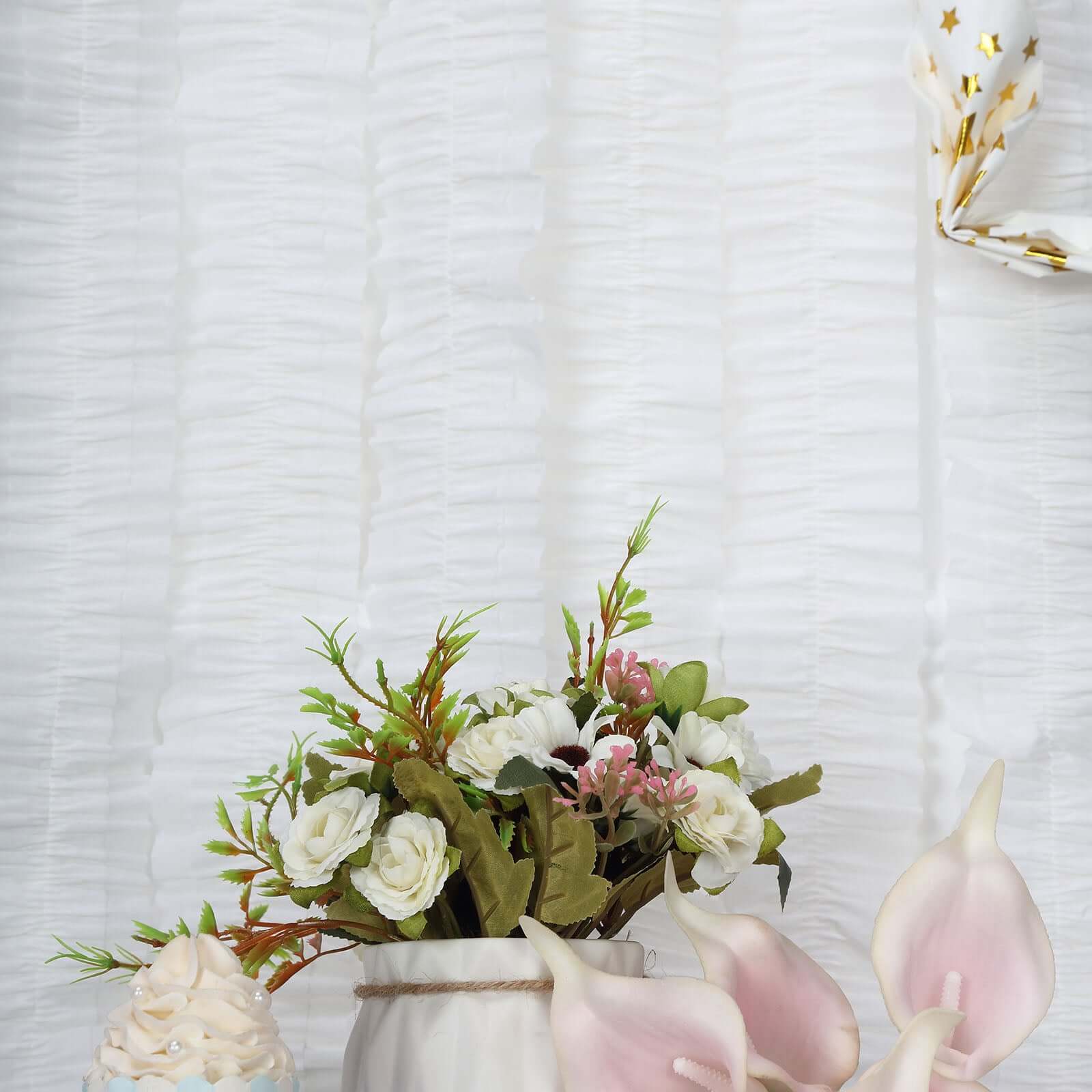 3 Pack White Ruffled Paper Streamer Rolls, Crepe Tissue Party Decorations 28ft - Image 14