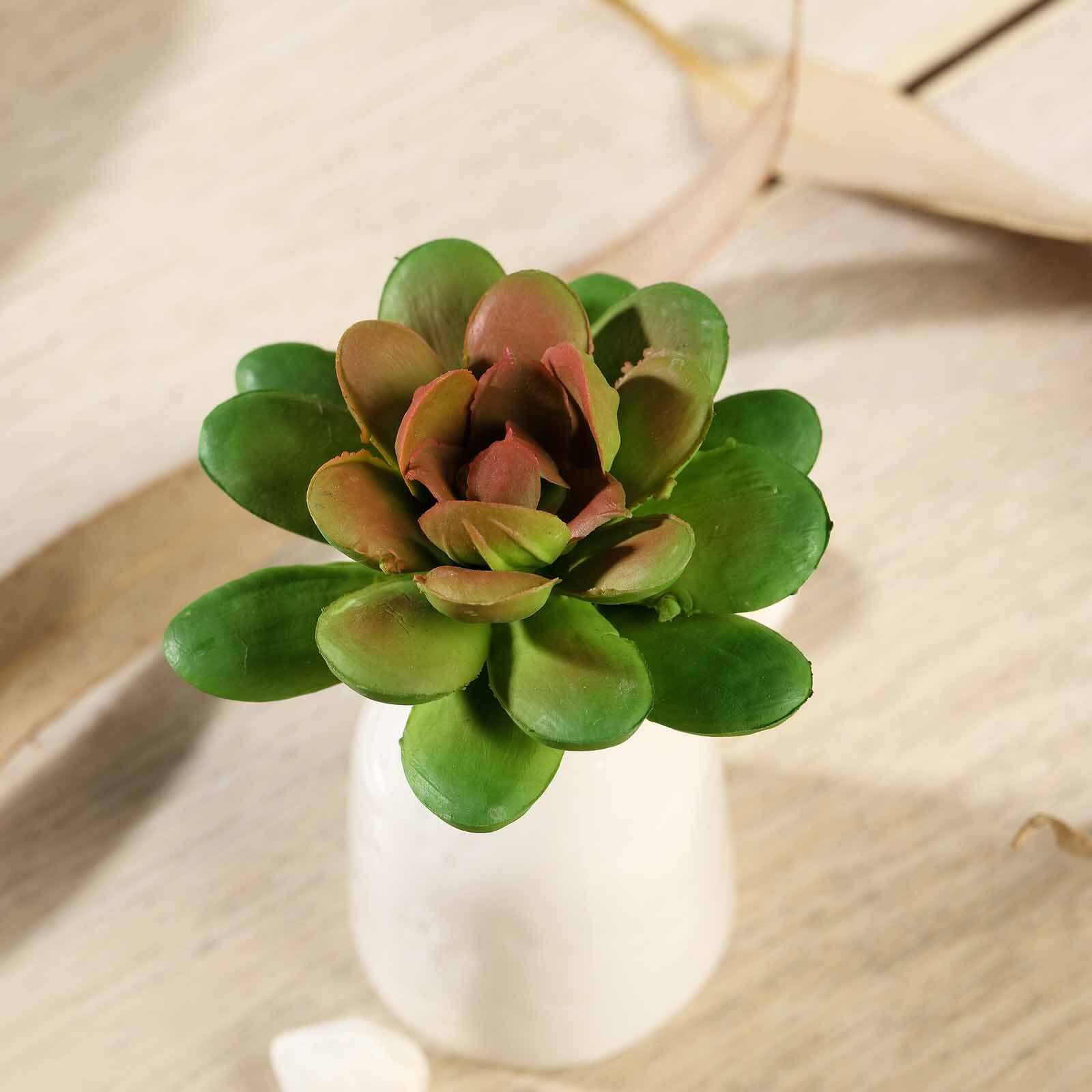 3 Pack Artificial PVC Roundleaf Echeveria Stem Succulent Plants 3" - Image 2