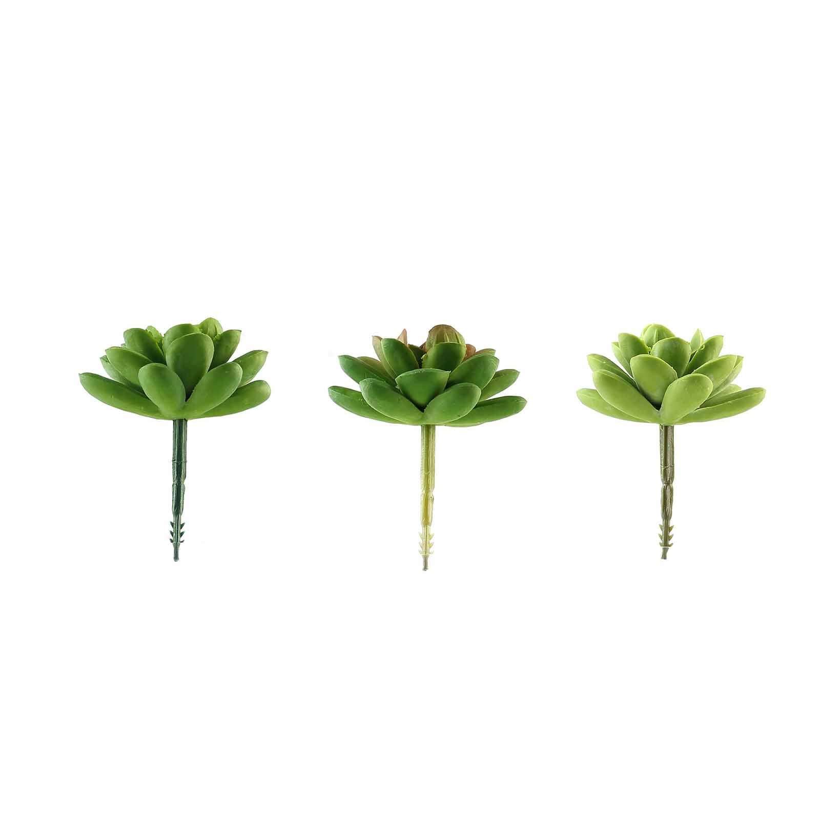 3 Pack Artificial PVC Roundleaf Echeveria Stem Succulent Plants 3" - Image 6