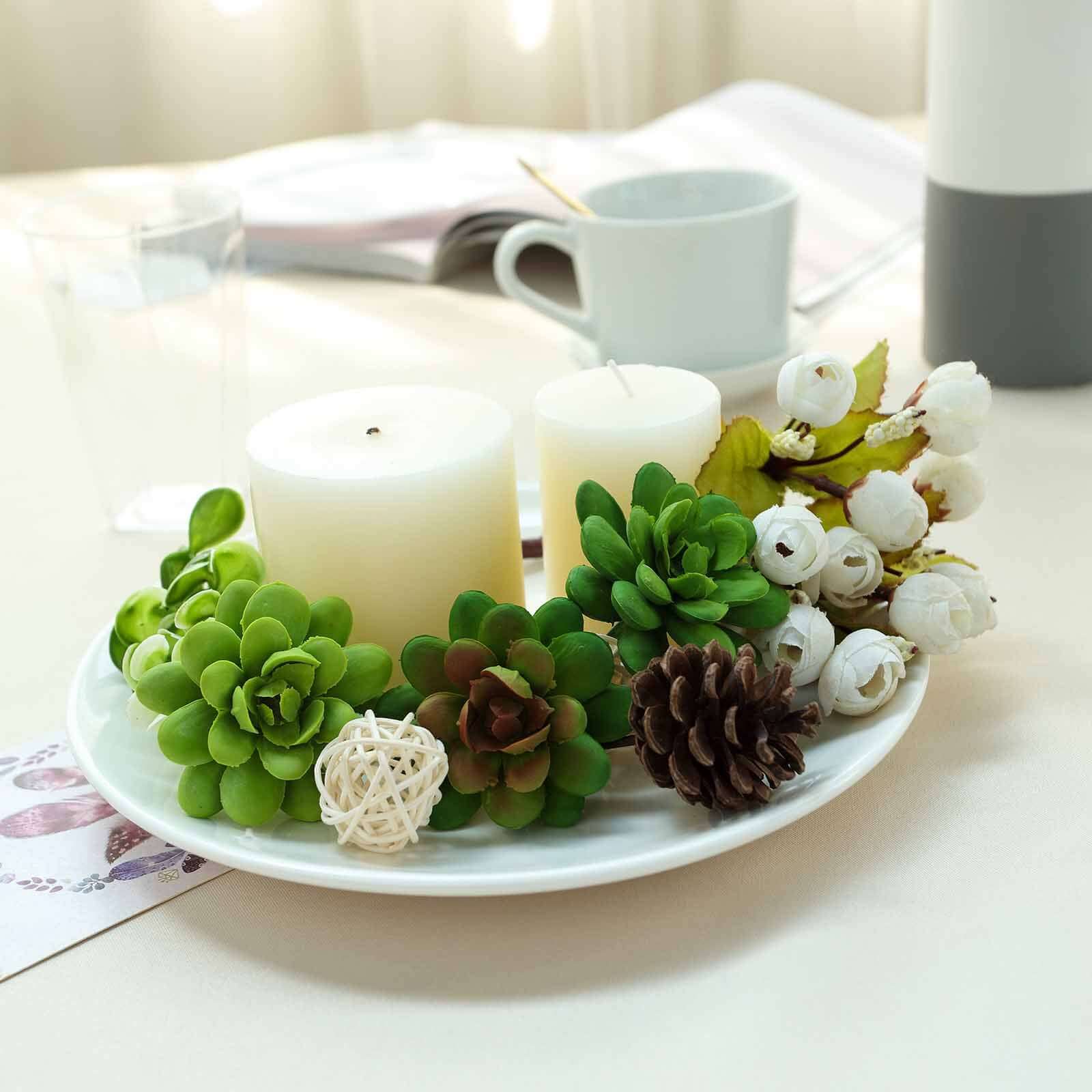 3 Pack Artificial PVC Roundleaf Echeveria Stem Succulent Plants 3" - Image 8