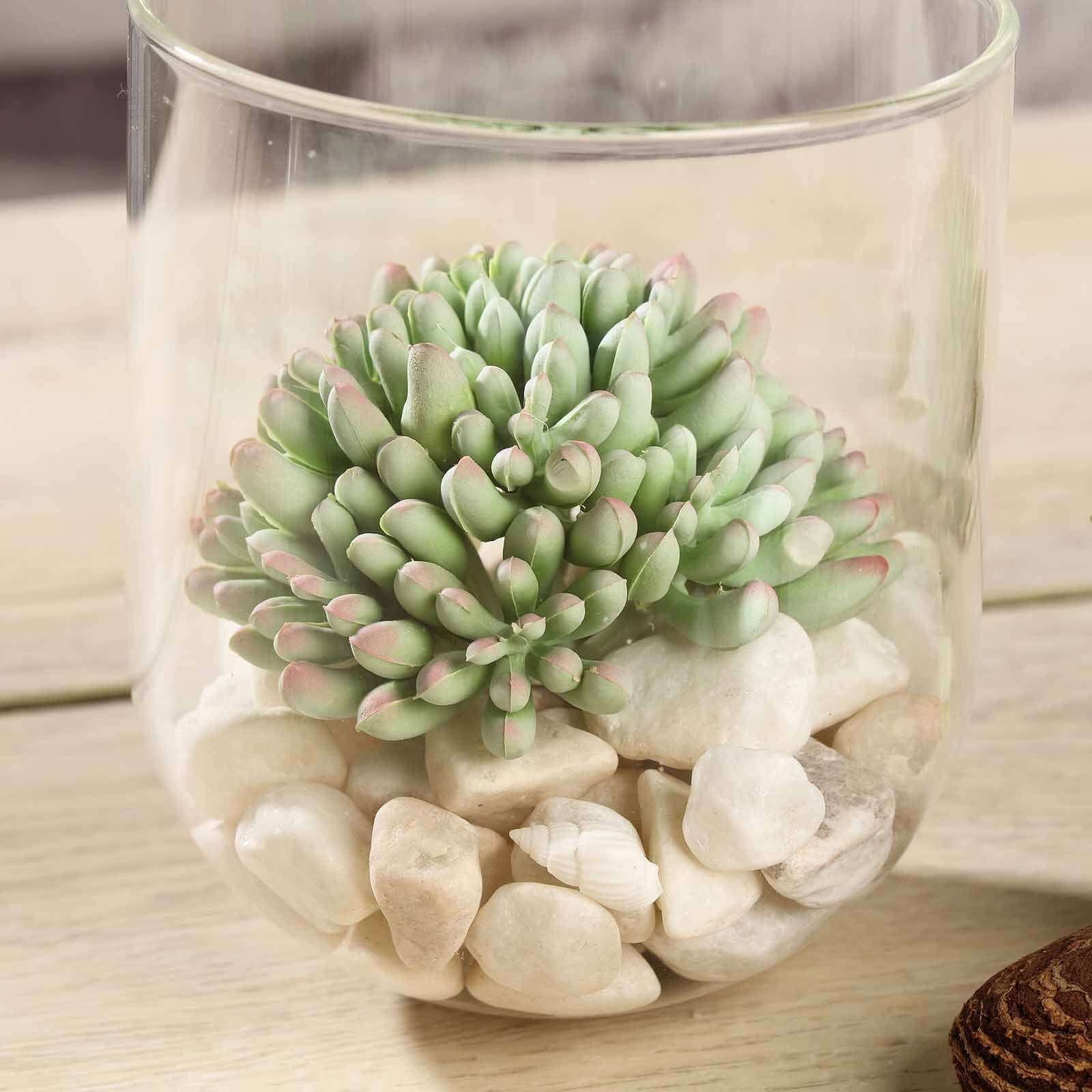 3 Pack Artificial PVC Mini Jelly Bean Decorative Succulent Plants 4" - Image 2