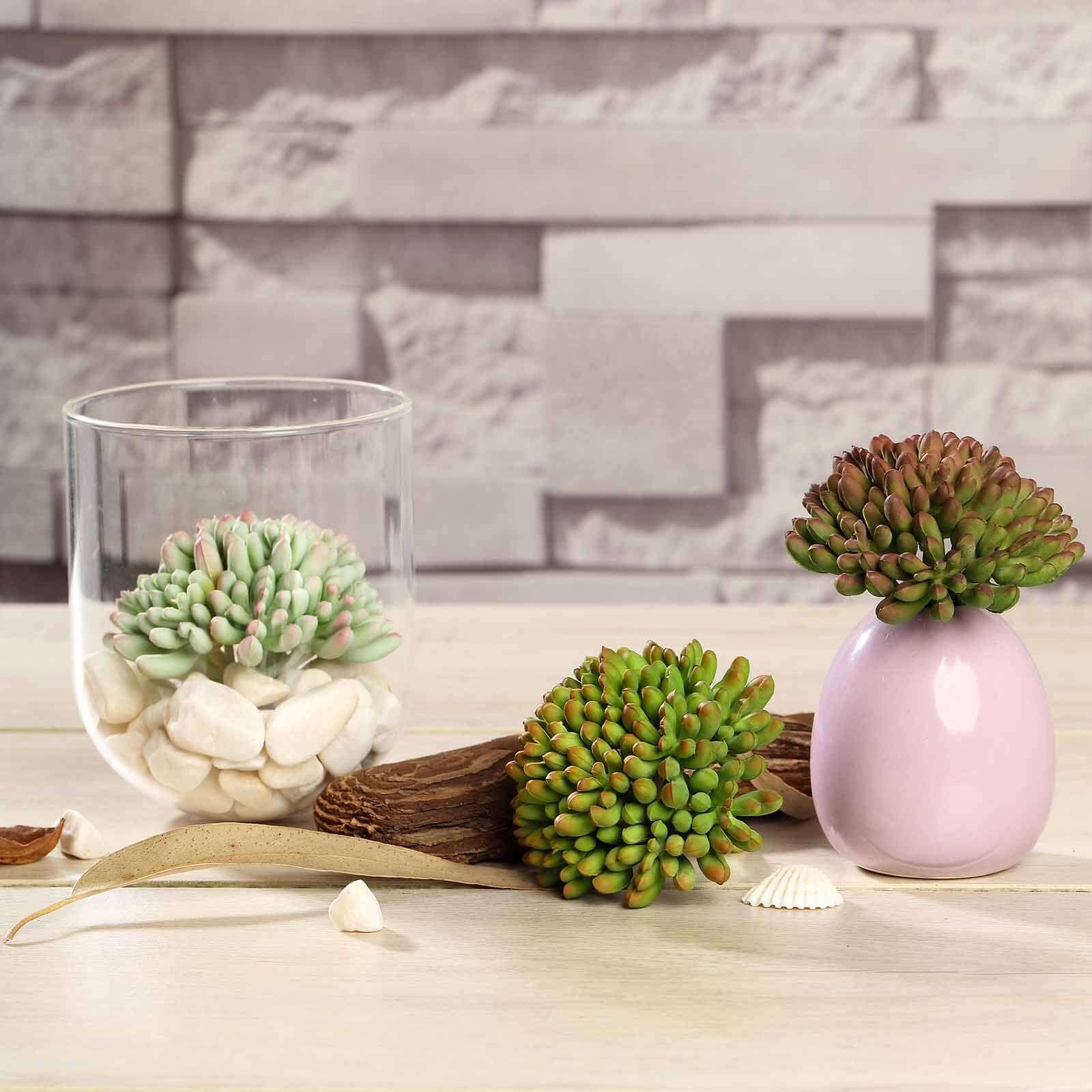 3 Pack Artificial PVC Mini Jelly Bean Decorative Succulent Plants 4" - Image 8