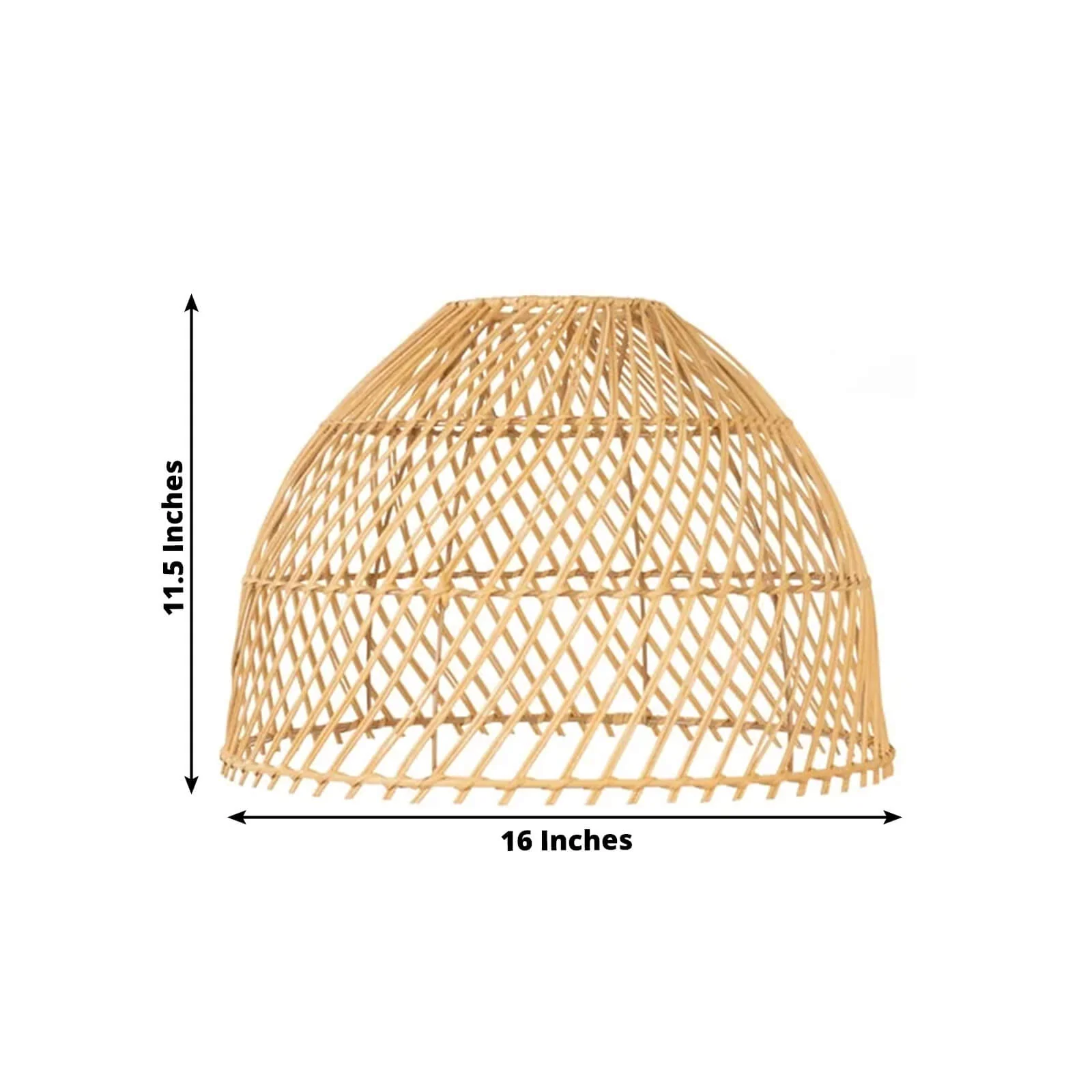 3 Pack Boho Rattan Light Shades – Natural Handwoven Dome Pendant Lamp Covers – 16" Diameter – Shade Only - Image 3