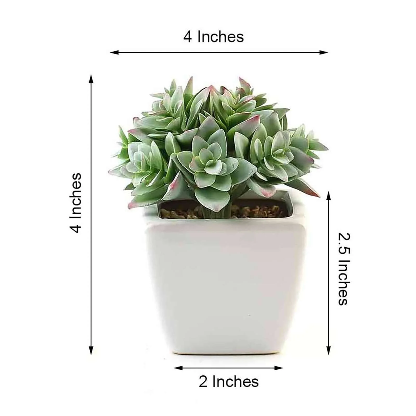 3-Pack Echeveria Artificial Succulents in Ceramic Pot 4" Green - Realistic Maintenance-Free Faux Plants for Bathroom Coffee Table Shelves & Desk - Image 3