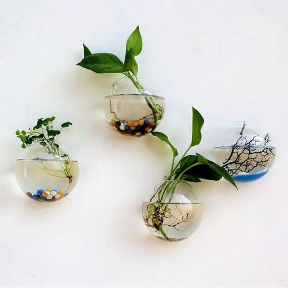 3-Pack Glass Wall Vase Flower Shaped Design Hanging Indoor Planters - Stylish Wall Mounted Terrariums for Home Decor - Image 15
