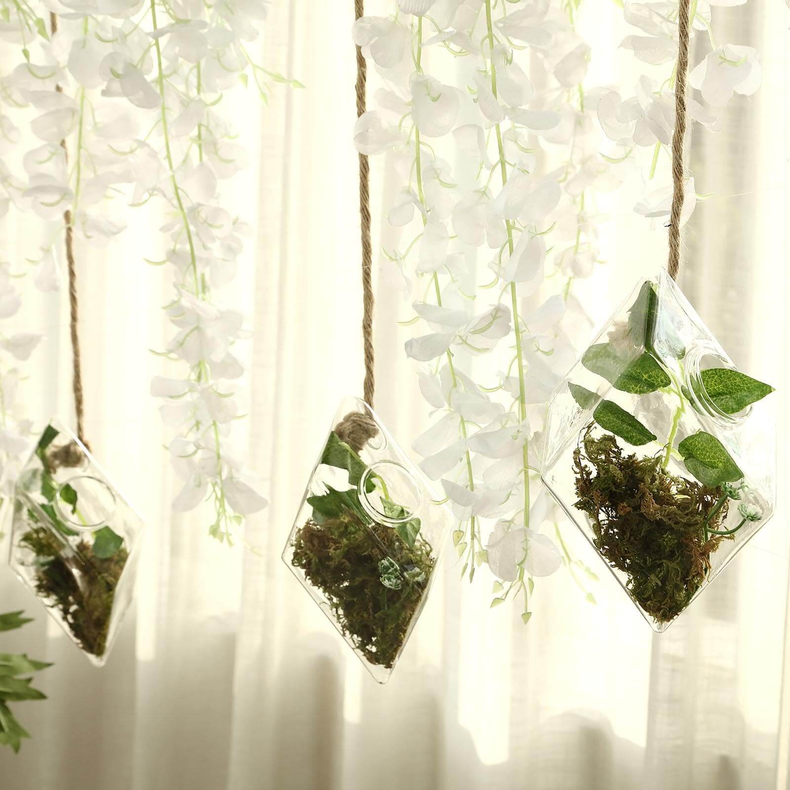 3-Pack Glass Wall Vase Rhombus Design Hanging Indoor Planters - Stylish Wall Mounted Terrariums for Home Decor - Image 20