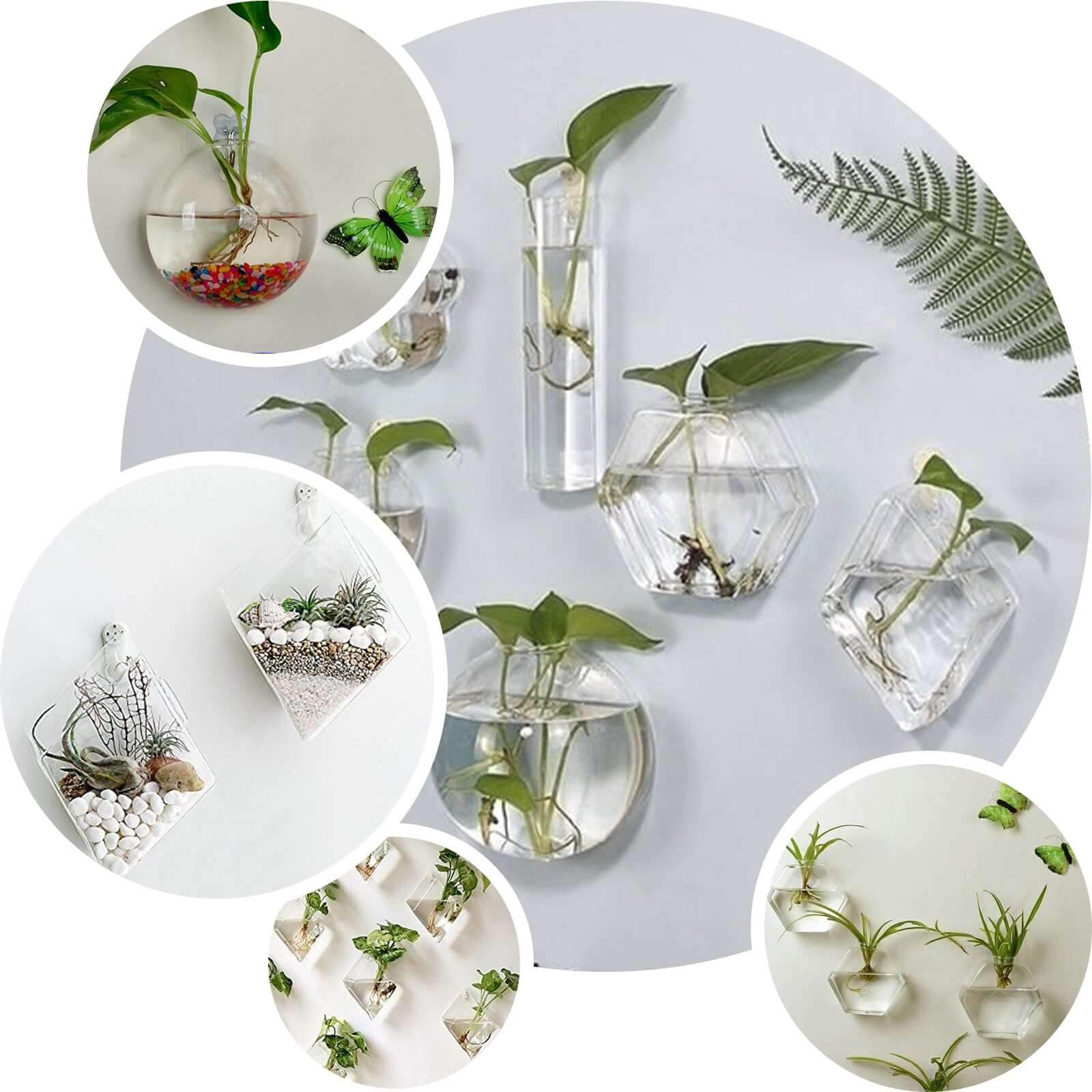 3-Pack Glass Wall Vase Rhombus Design Hanging Indoor Planters - Stylish Wall Mounted Terrariums for Home Decor - Image 5