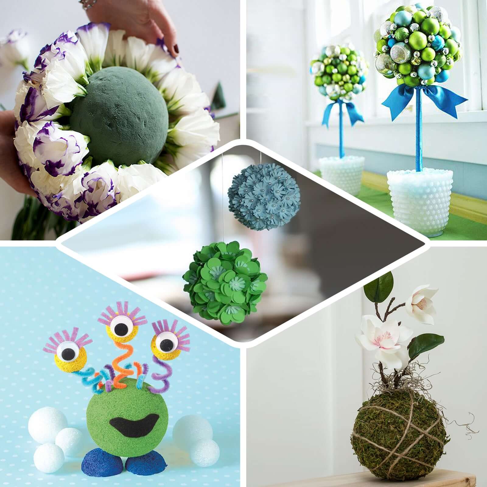 3-Pack Green DIY Flower Arrangements Craft Foam Ball, Smooth Floral Foam Ball 6" - Image 4