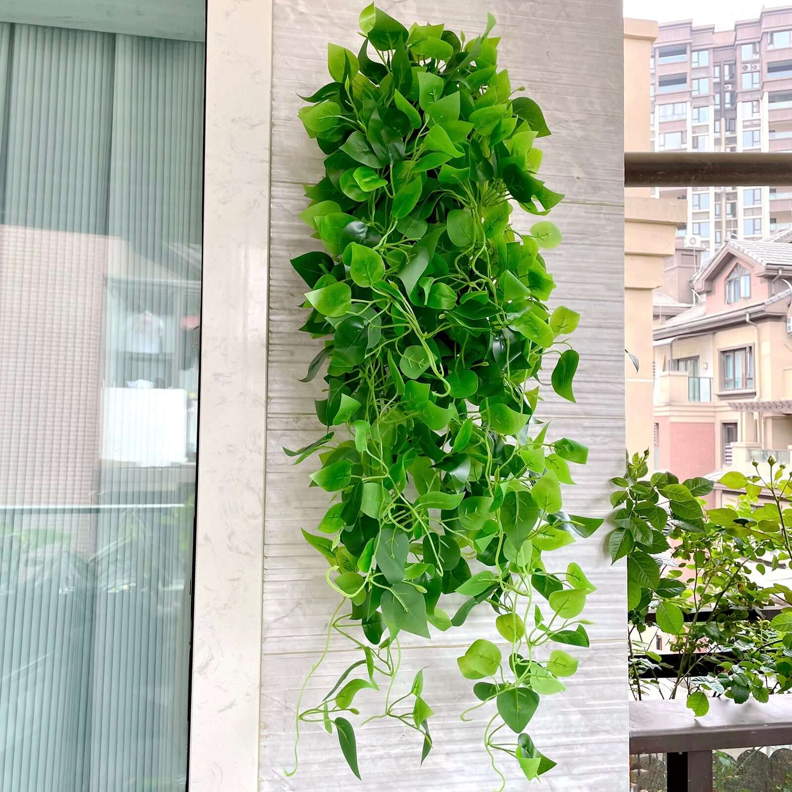 3 Pack Green Silk Pothos Artificial Hanging Plants, Fake Foliage Ivy Vine Garland Vines - 3ft - Image 2