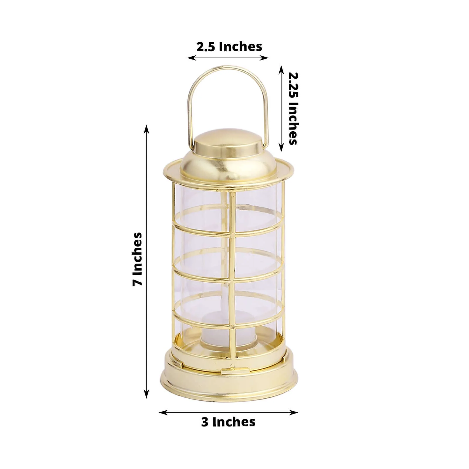 3-Pack LED Mini Lantern Lamps Gold 7" - Battery Operated Decorative Tealight Candles - Image 3