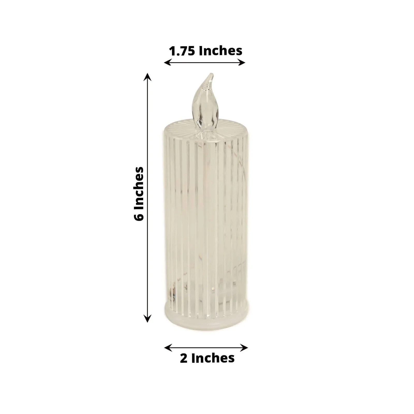 3-Pack LED Pillar Candles Clear Warm White 6" - Flameless Battery Operated Diamond Acrylic Lamps - Image 3