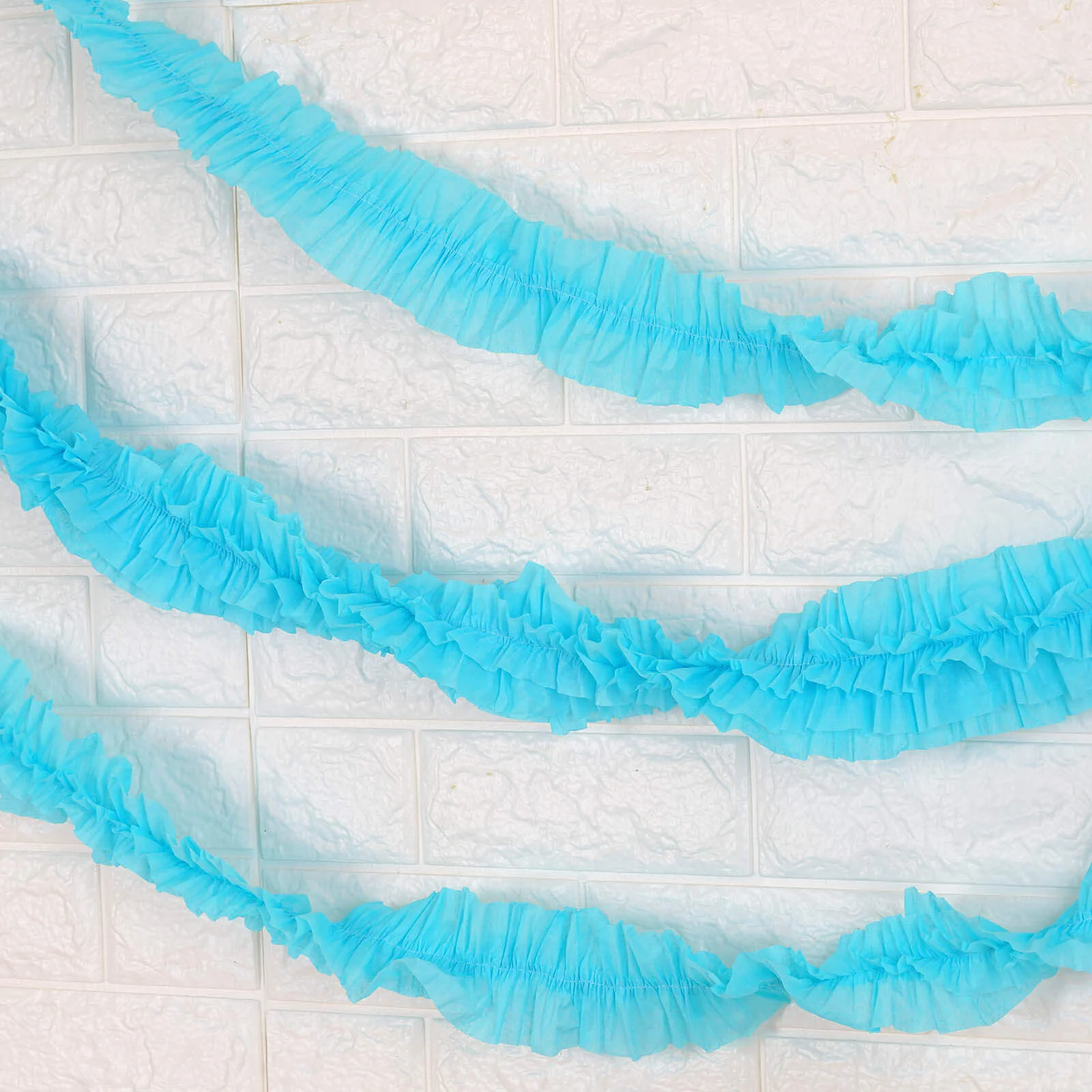 3 Pack Light Blue Ruffled Paper Streamer Rolls, Crepe Tissue Party Decorations 28ft - Image 12