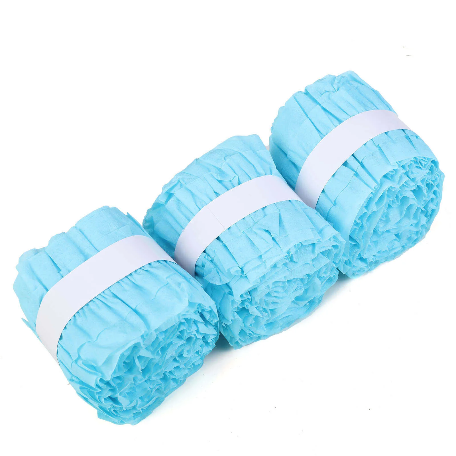 3 Pack Light Blue Ruffled Paper Streamer Rolls, Crepe Tissue Party Decorations 28ft - Image 3