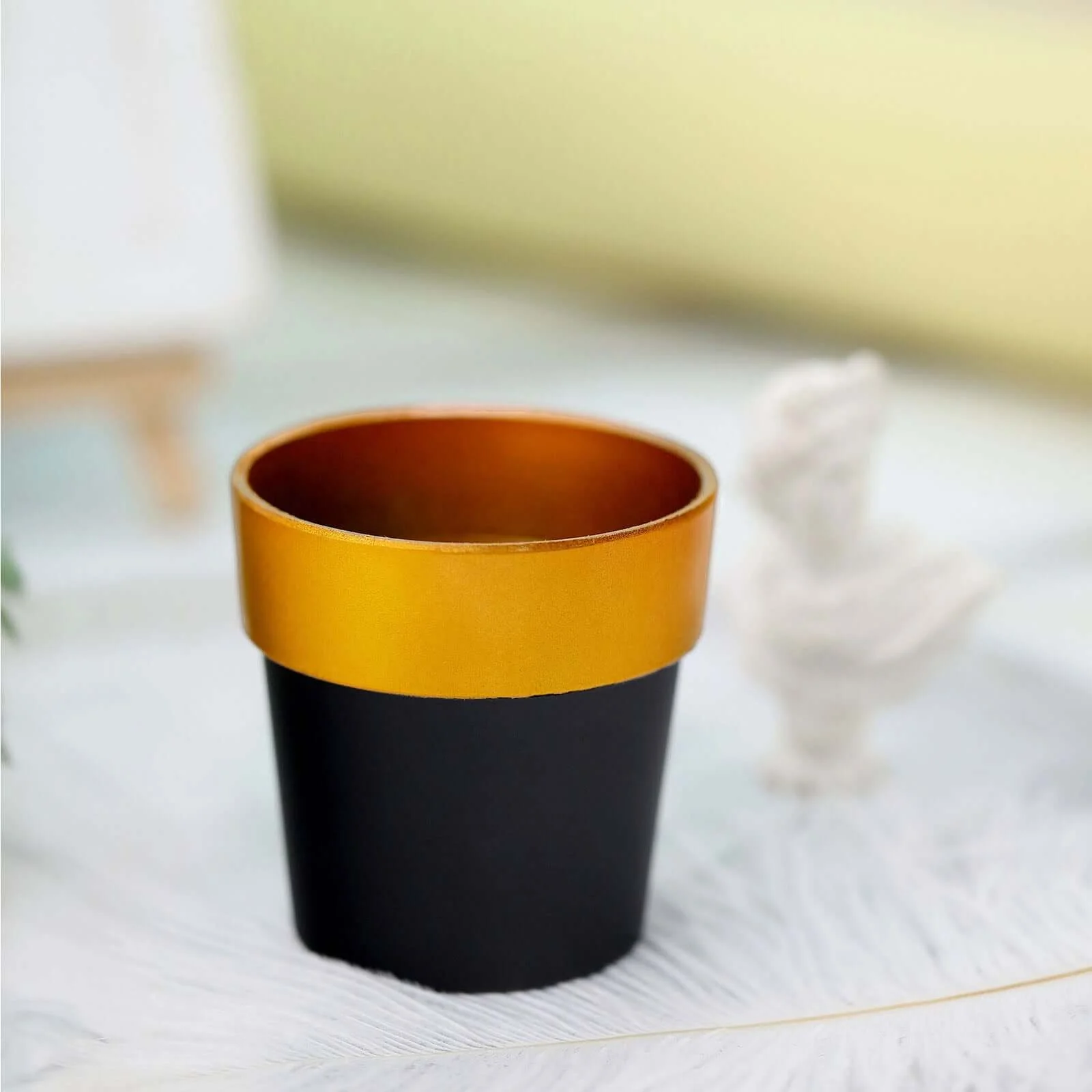 3-Pack Plastic Flower Plant Pots 3" Small Black with Gold Rim - Indoor Decorative Planters - Image 15