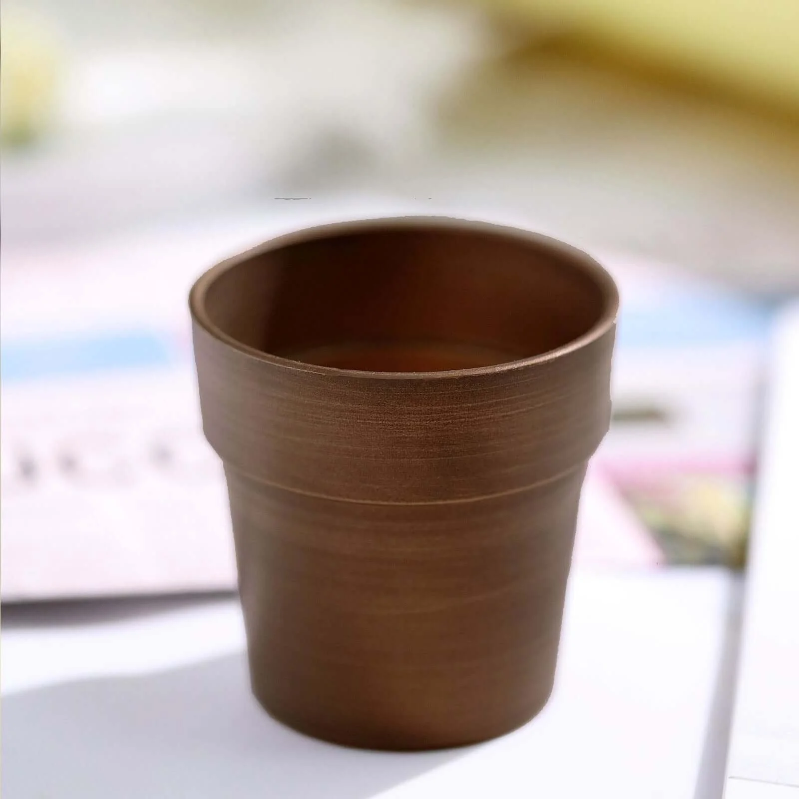 3-Pack Plastic Flower Plant Pots 3" Small Rustic Brown - Indoor Decorative Planters - Image 10