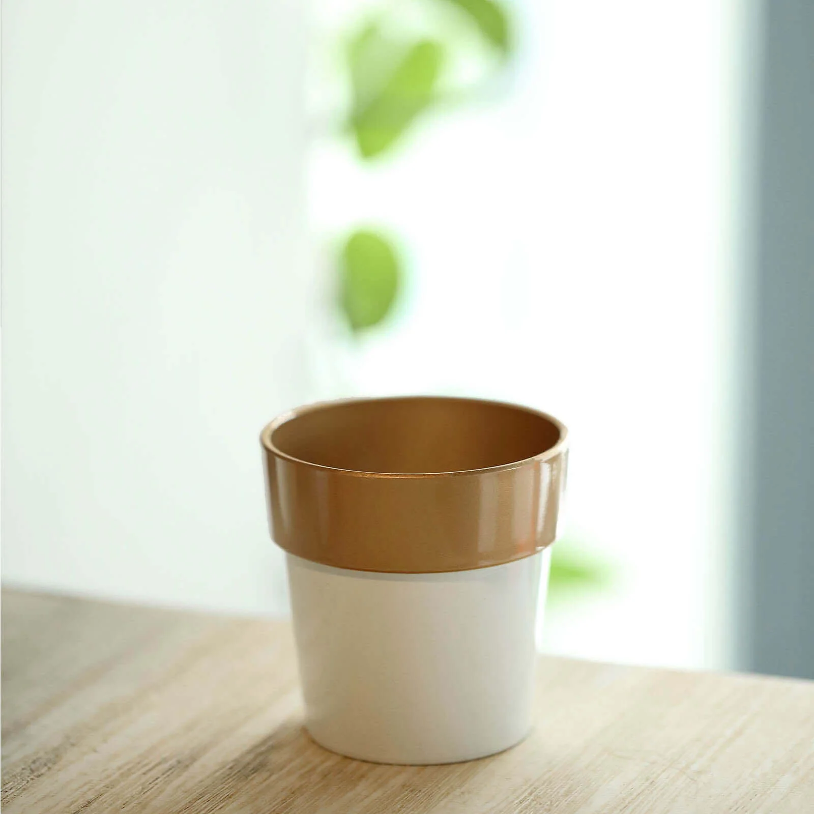 3-Pack Plastic Flower Plant Pots 3" White with Gold Rim - Indoor Decorative Planters - Image 15