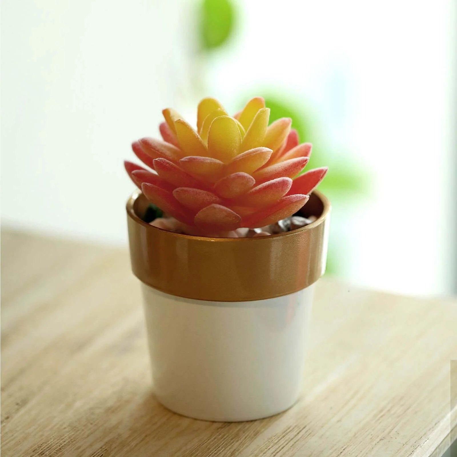 3-Pack Plastic Flower Plant Pots 3" White with Gold Rim - Indoor Decorative Planters - Image 2